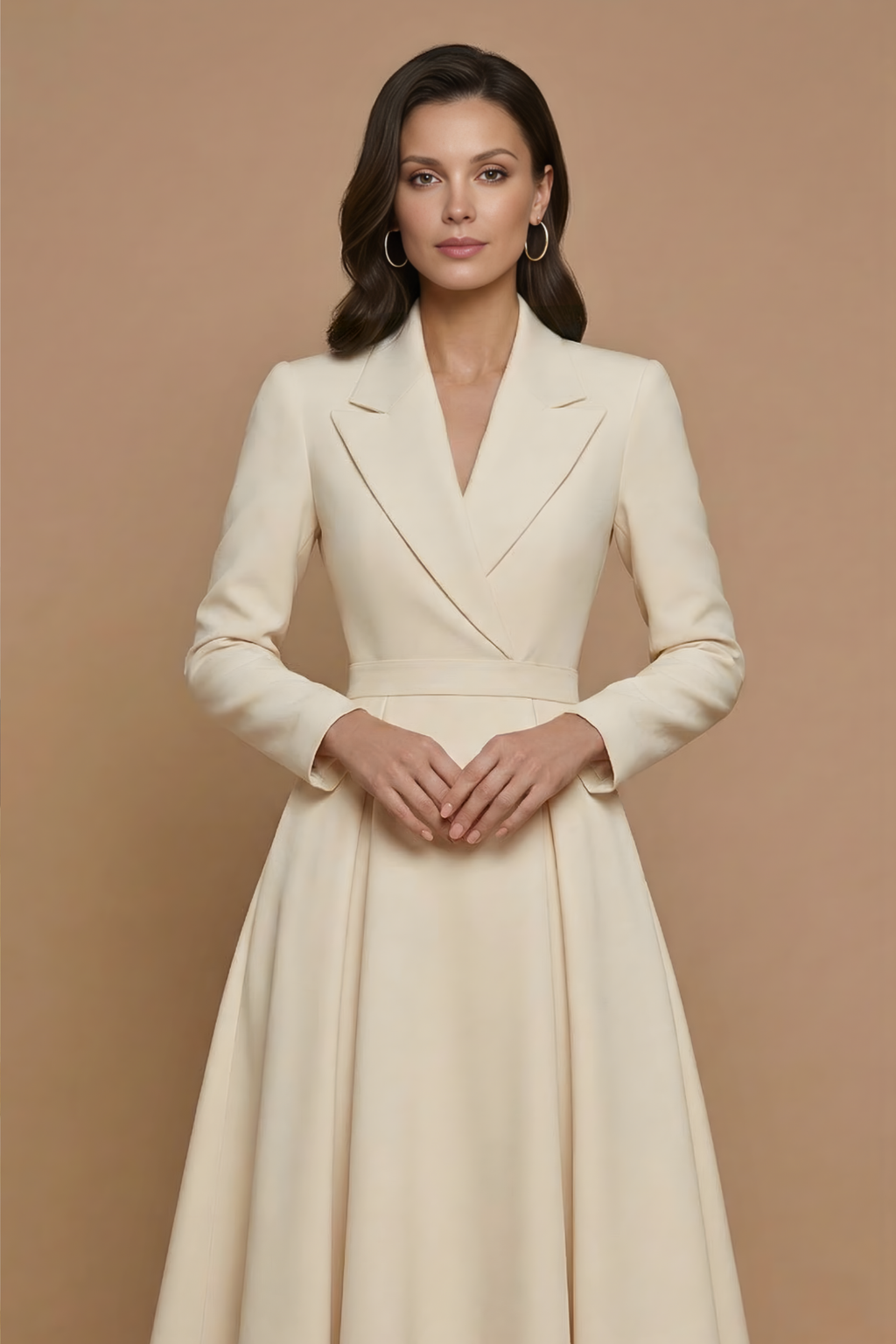Pleated Midi Dress with Tailored Blazer Style Design