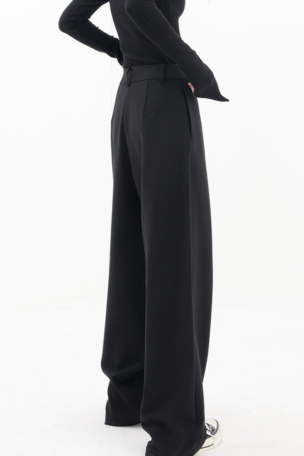Asymmetrical Button Detail Wide Leg Baggy Pants