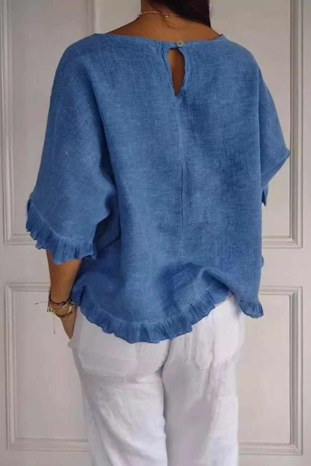 Ruffle Trim Blouse with Lightweight Comfort