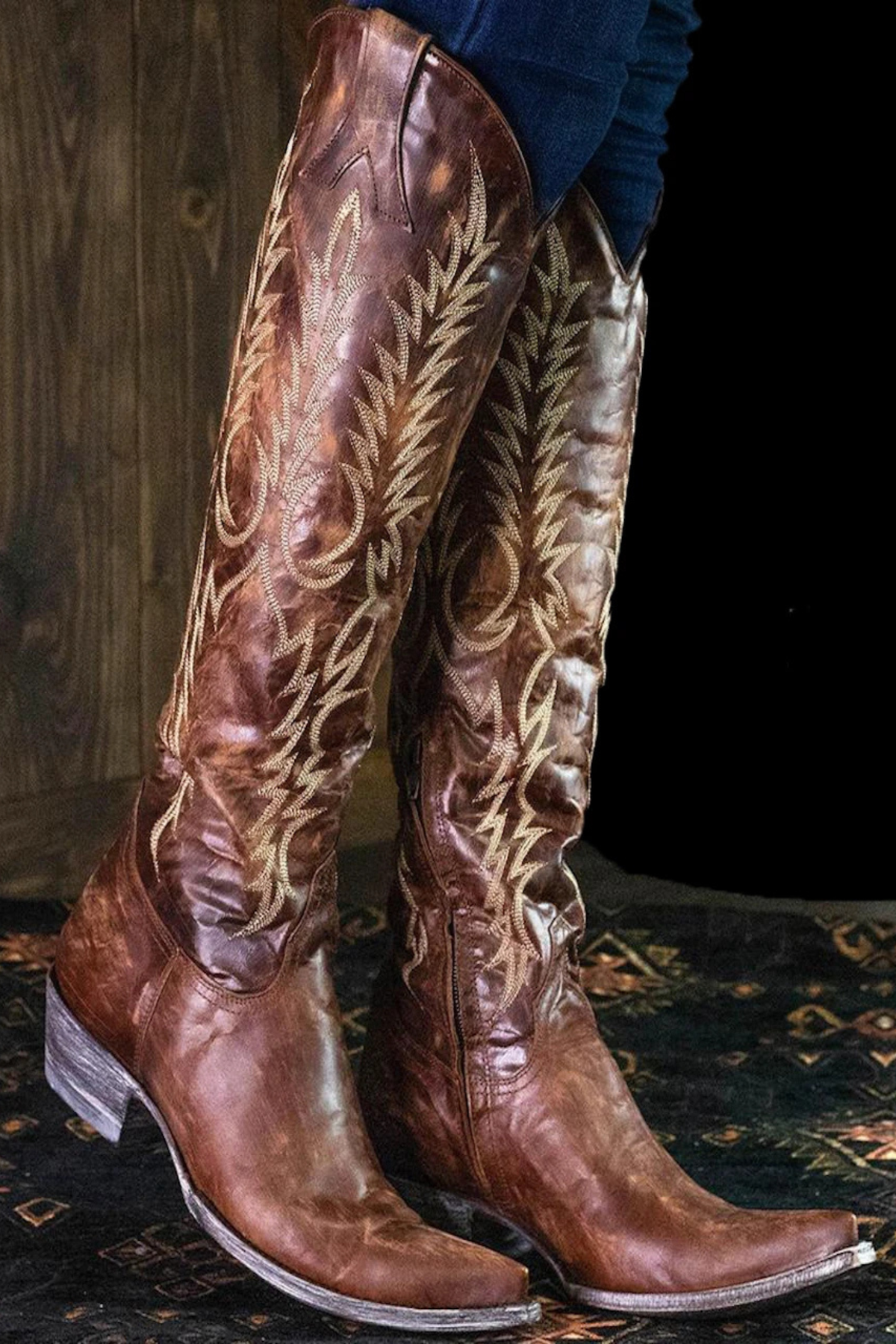 Women's Vintage Western Embroidered Knee Boots