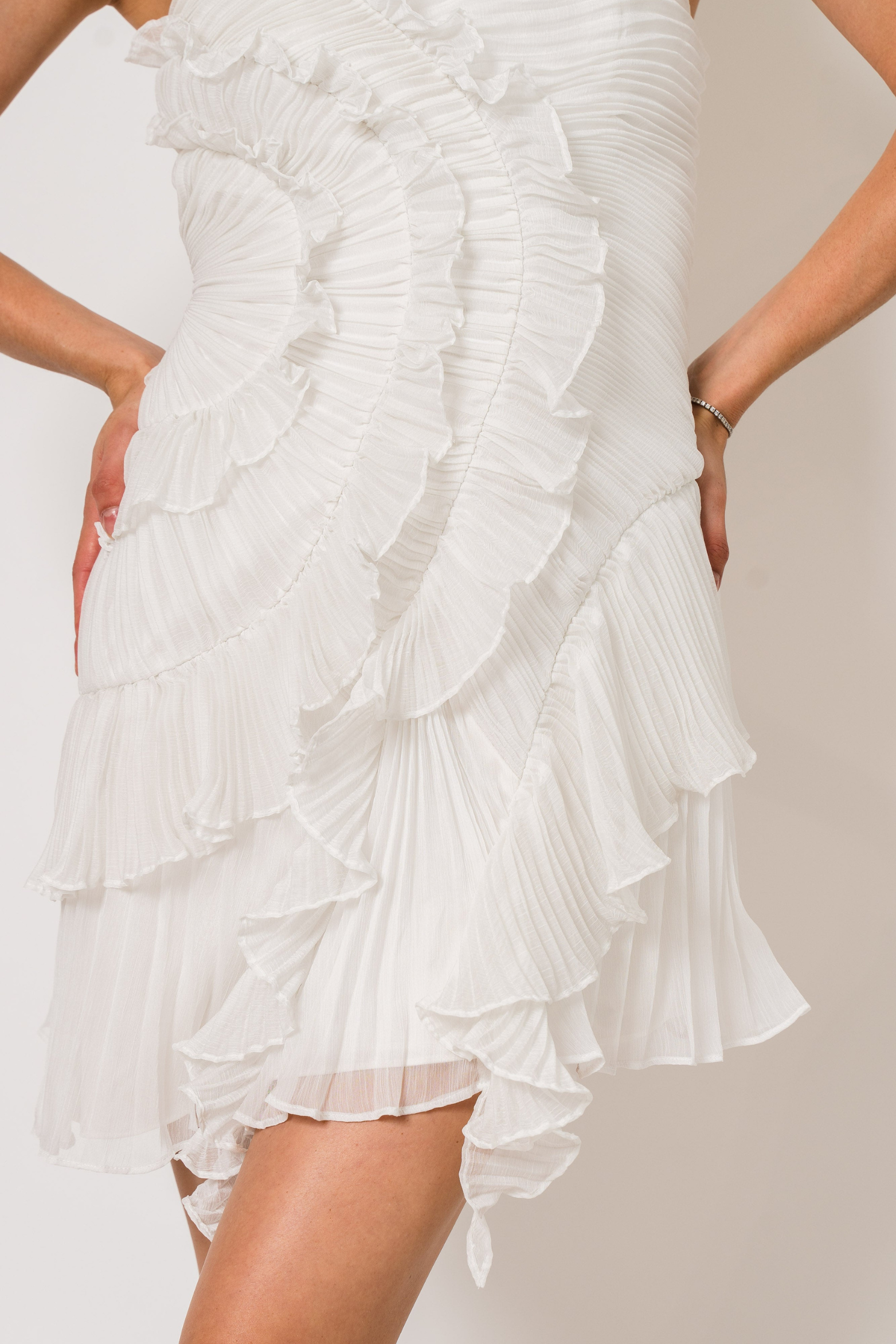 Halter Ruffle Pleated Maxi Dress for Special Occasions