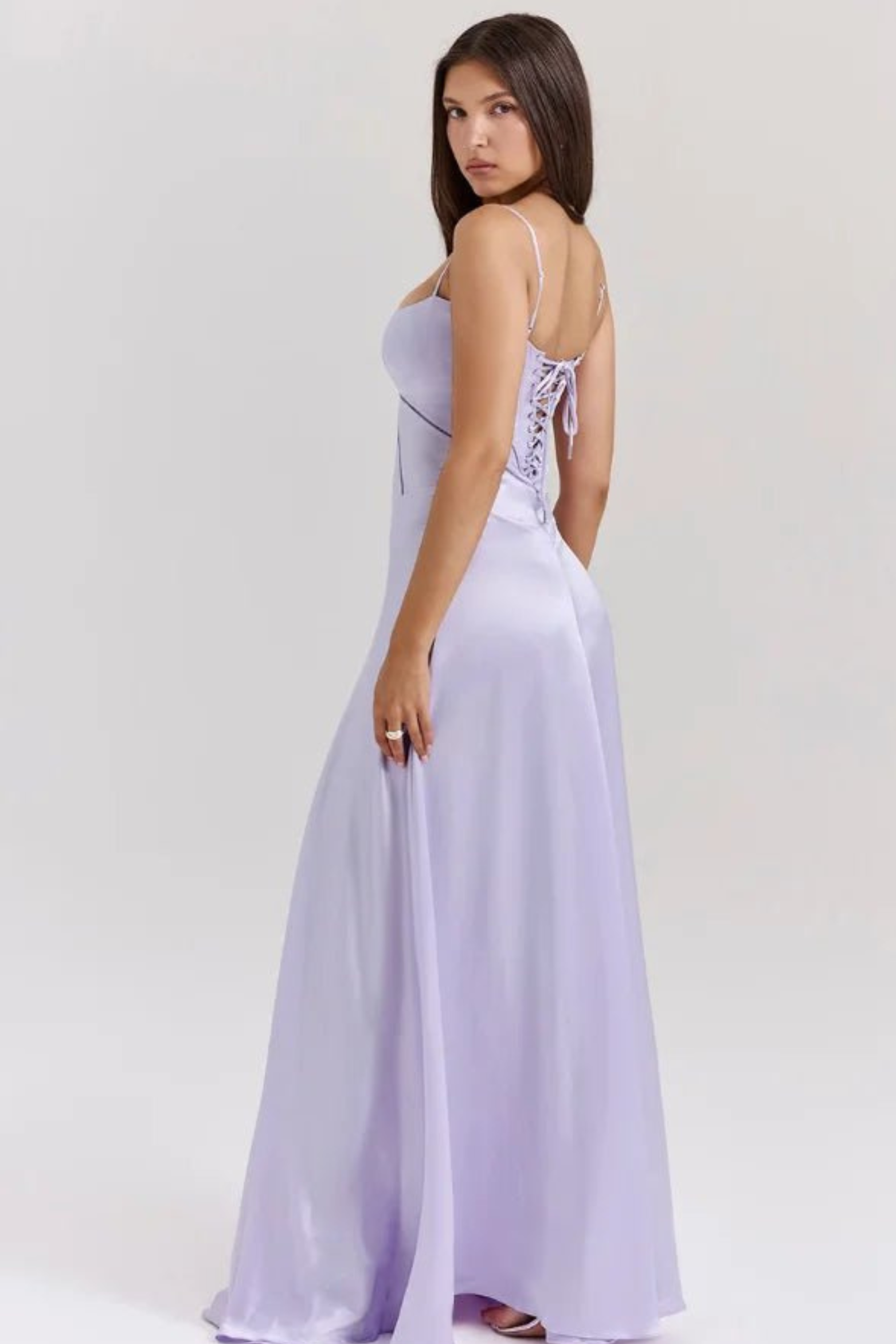 Corset Style Silky Satin Maxi Dress