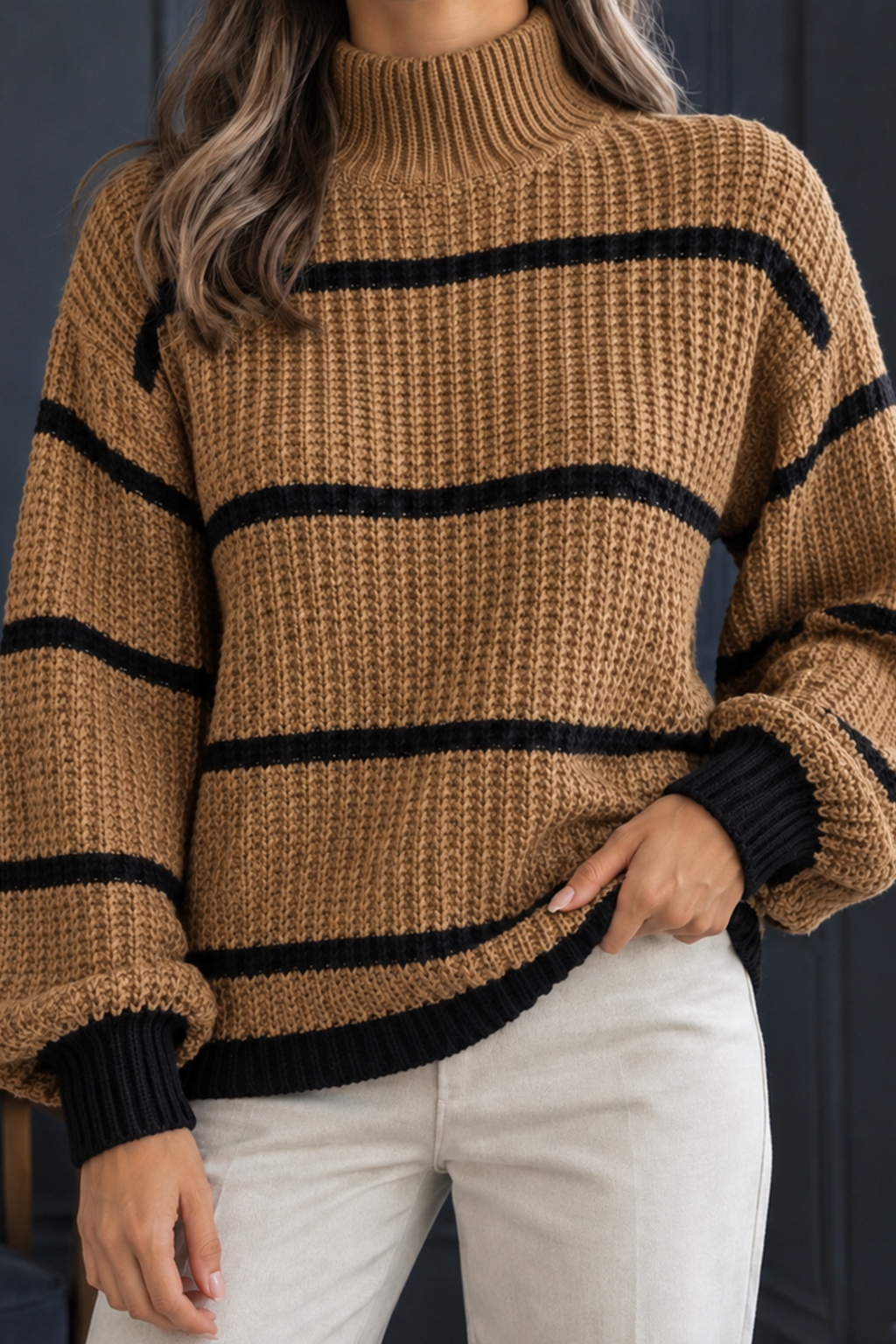 Striped Crew Neck Casual Sweater