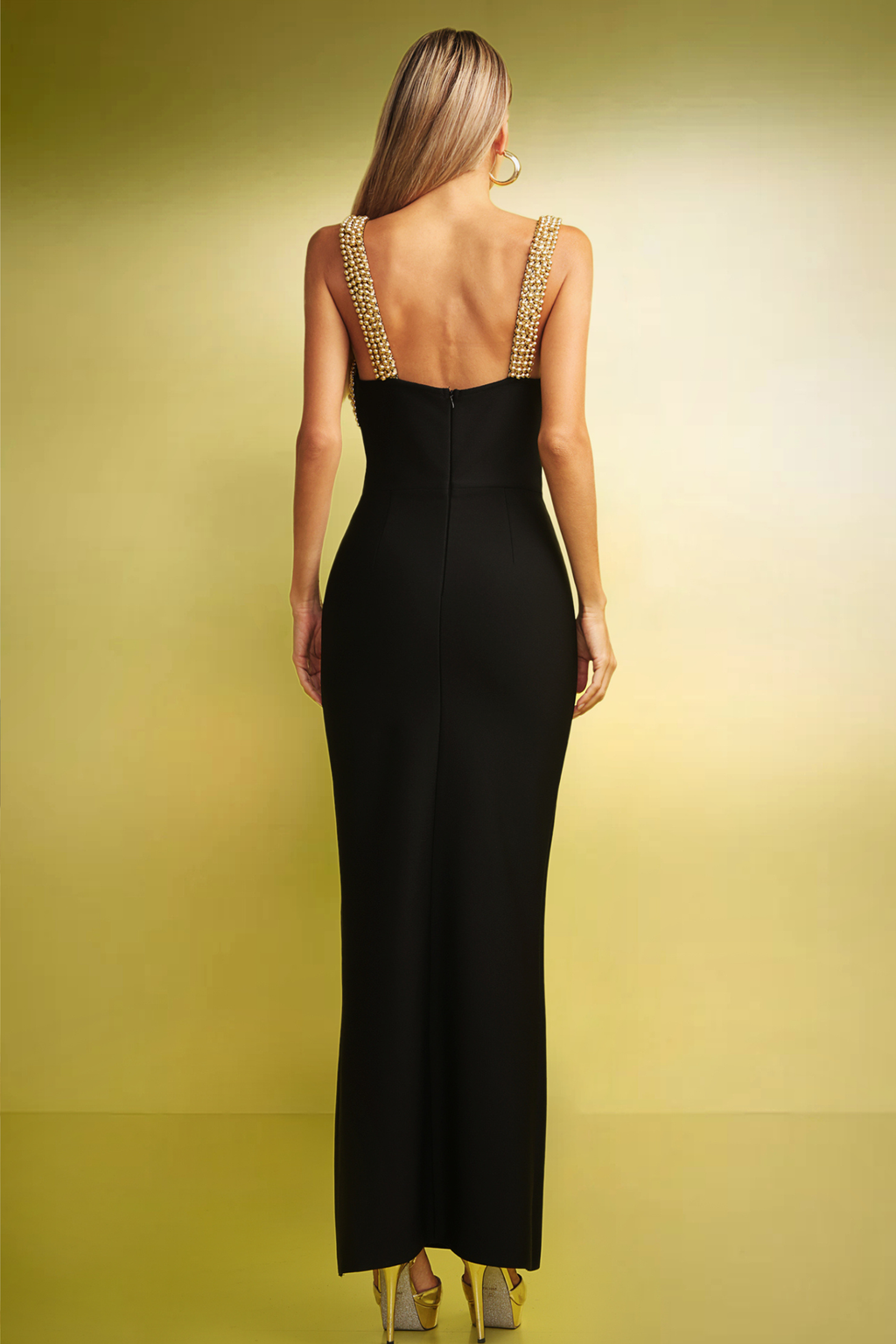 Sleeveless Bandage Maxi Dress with High Side Slit
