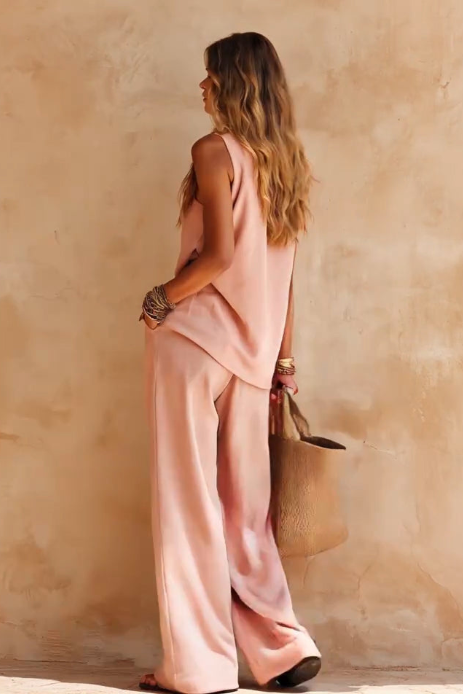 Sleeveless One Shoulder Trouser Set