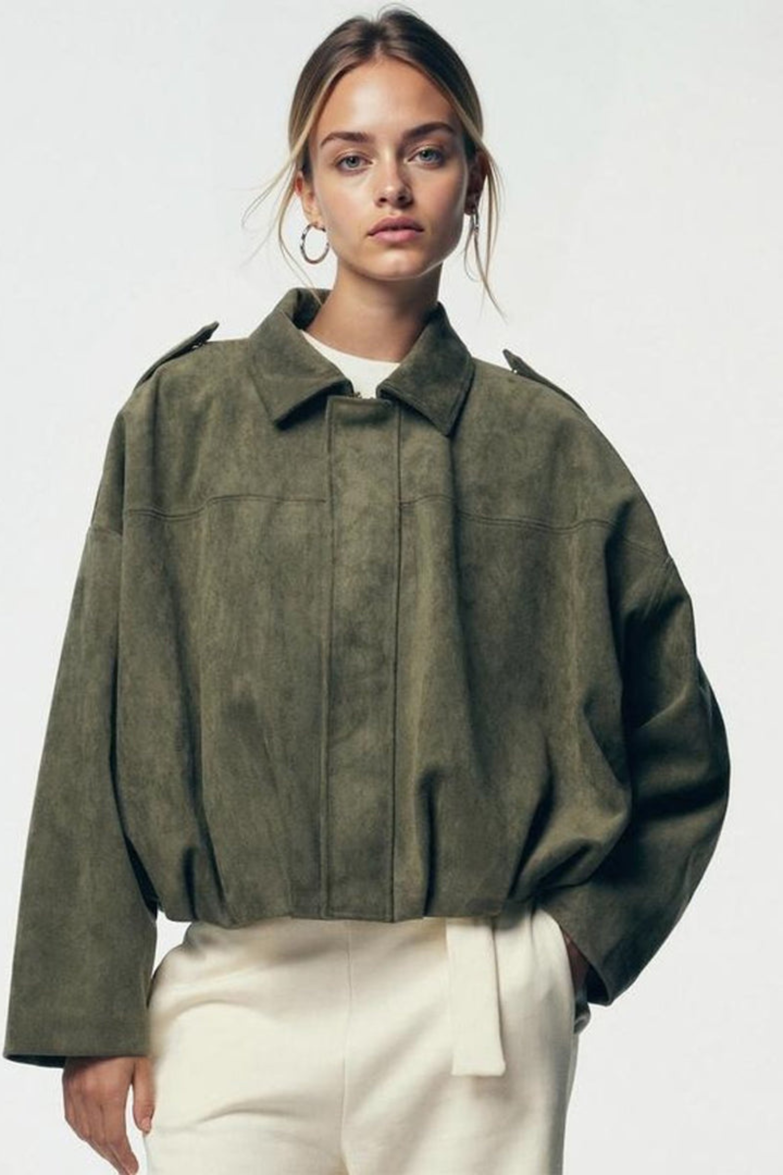 Women's Faux Suede Bomber Jacket