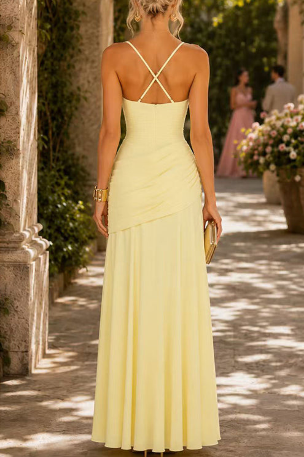 Sleeveless Criss Cross Back Maxi Dress