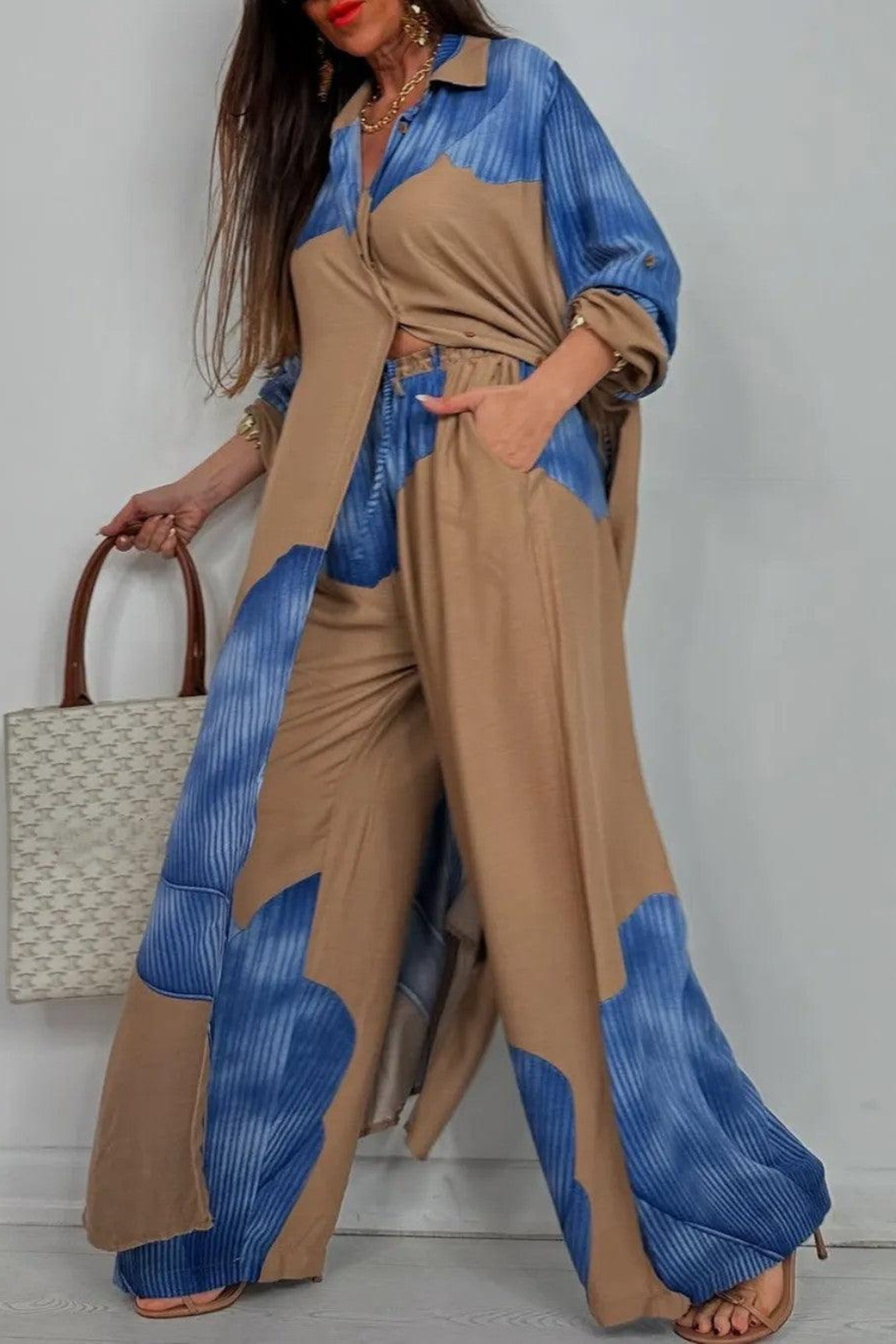 Women's Patchwork Lounge Two Piece Set