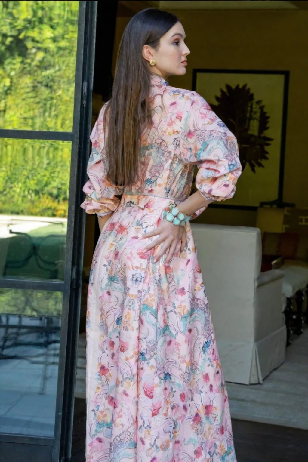 Floral Cotton Linen Maxi Dress