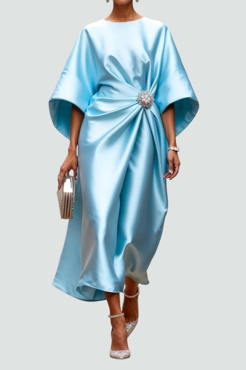Refined Satin Flow Midi Dress