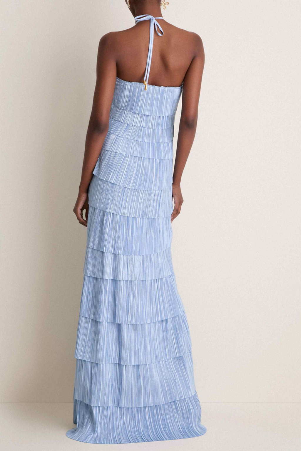 Layered Plissé Maxi Dress