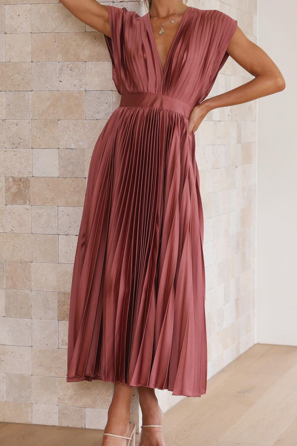 Flowy Pleated Maxi Dress