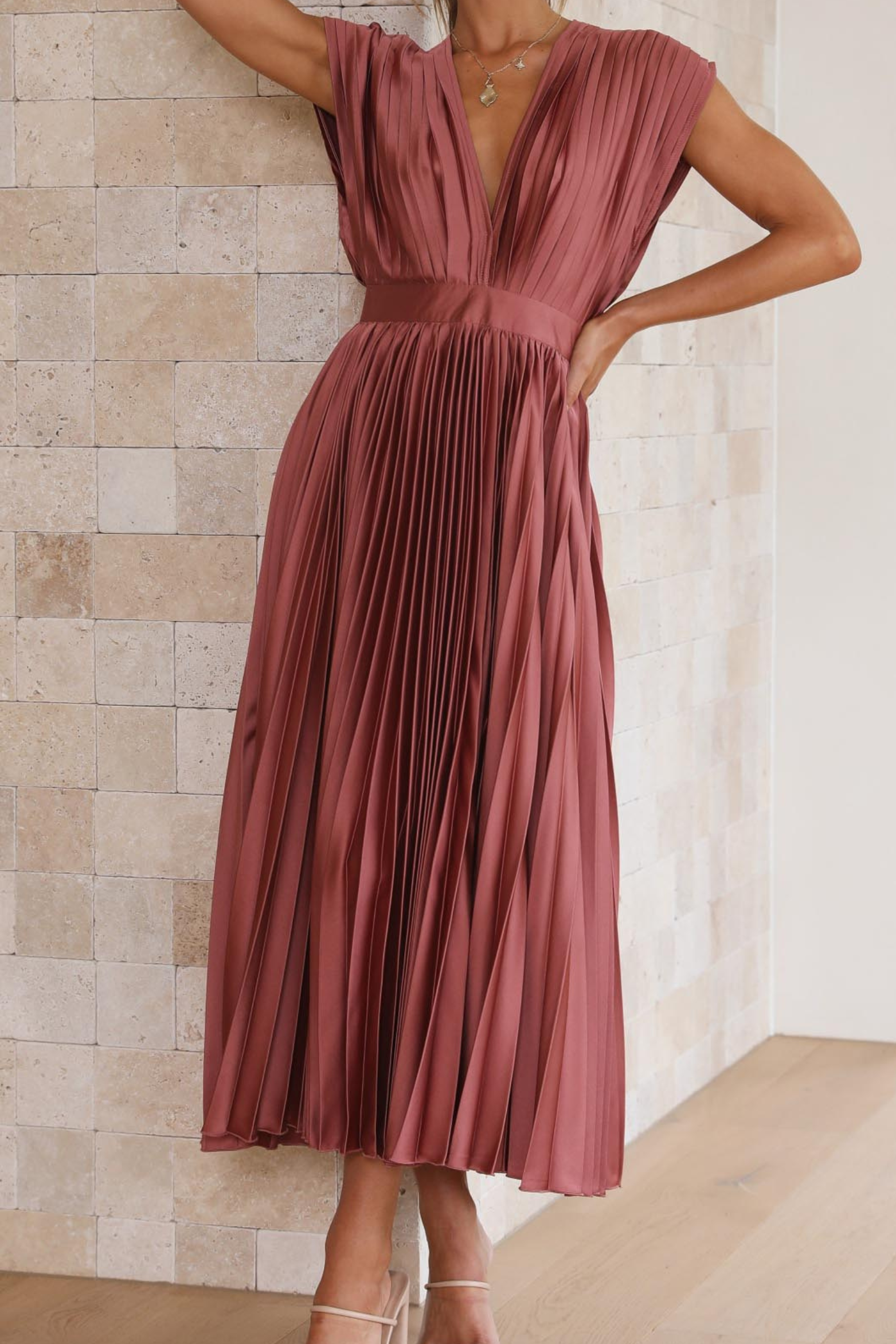 Flowy Pleated Maxi Dress