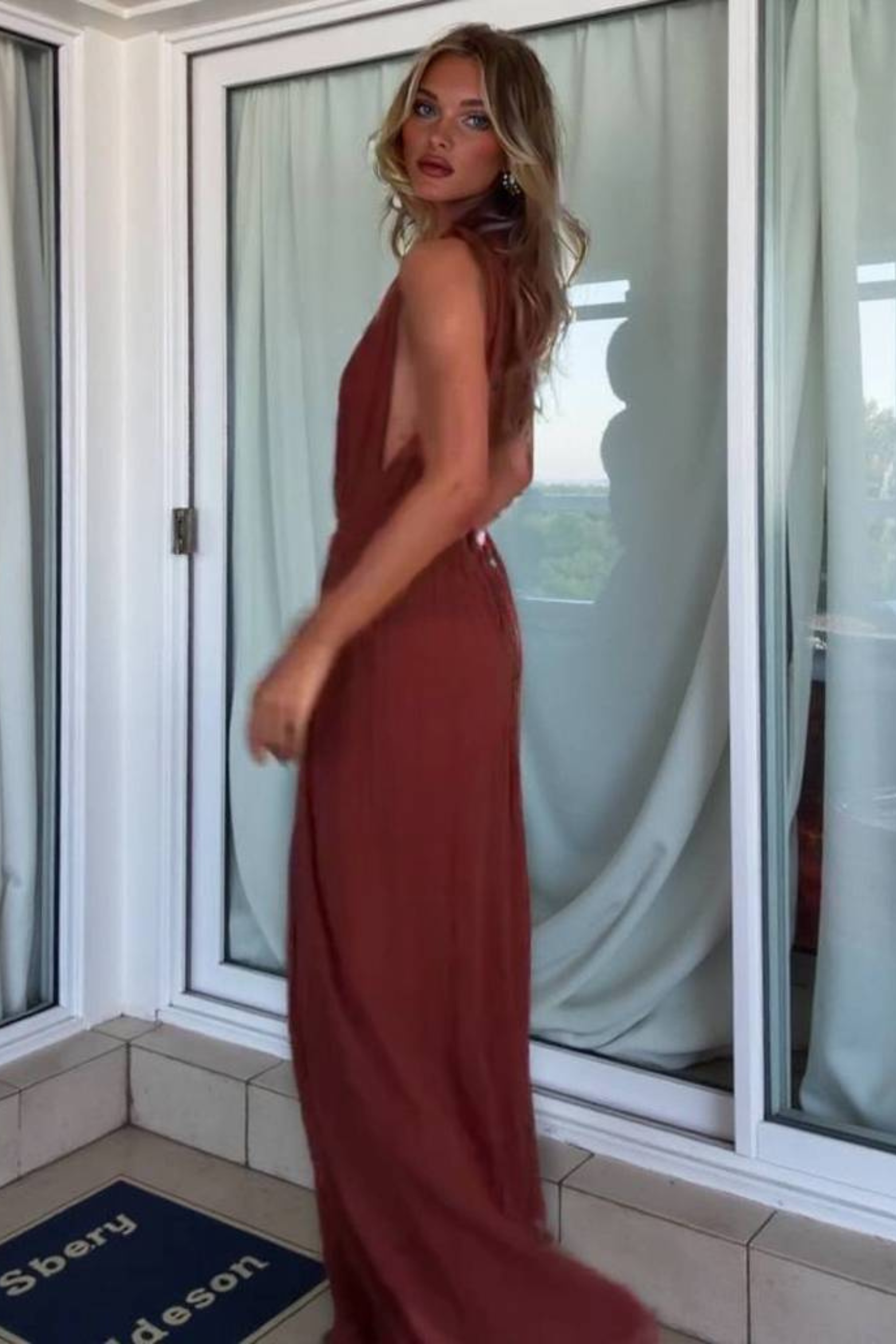 V-Neck Lace-Up Backless Jumpsuit with High Waist Design