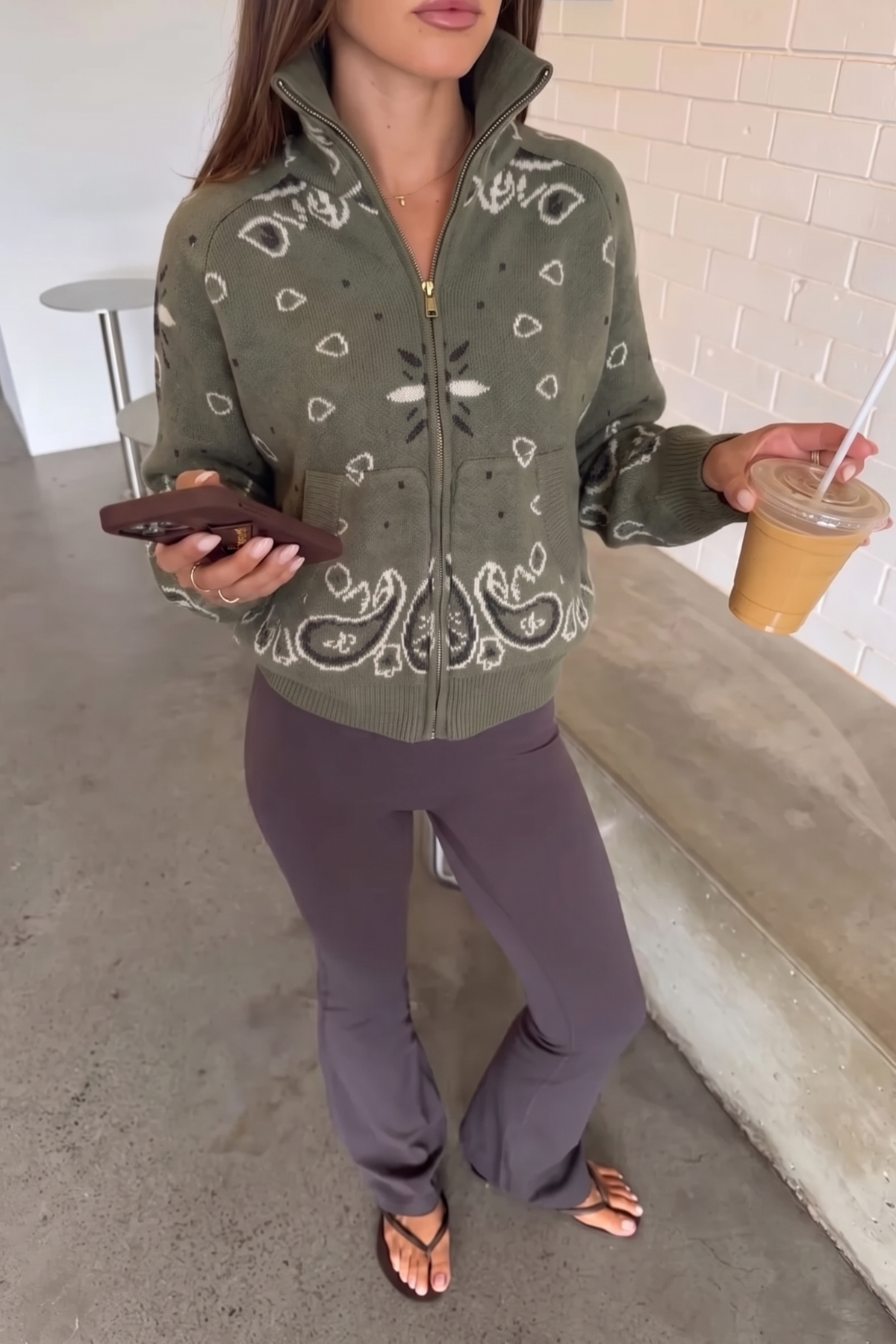 Women's Bandana Print Knit Cardigan