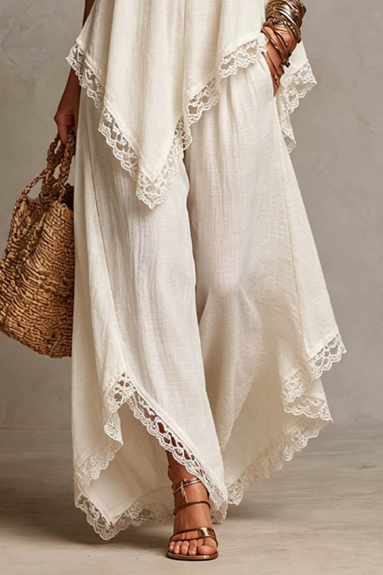 White Lace Cami Pant Set