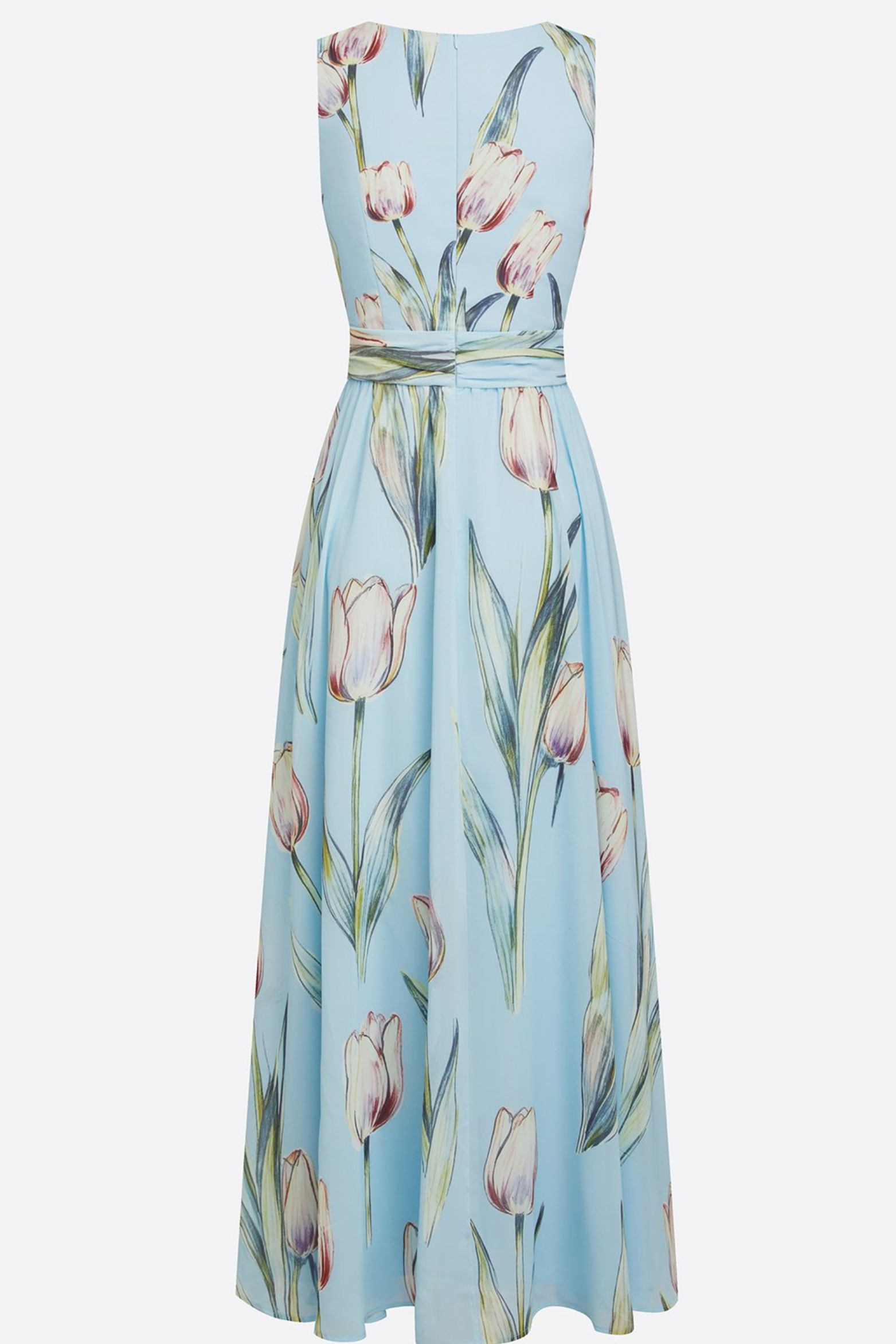 Floral Chiffon Sleeveless Maxi Dress