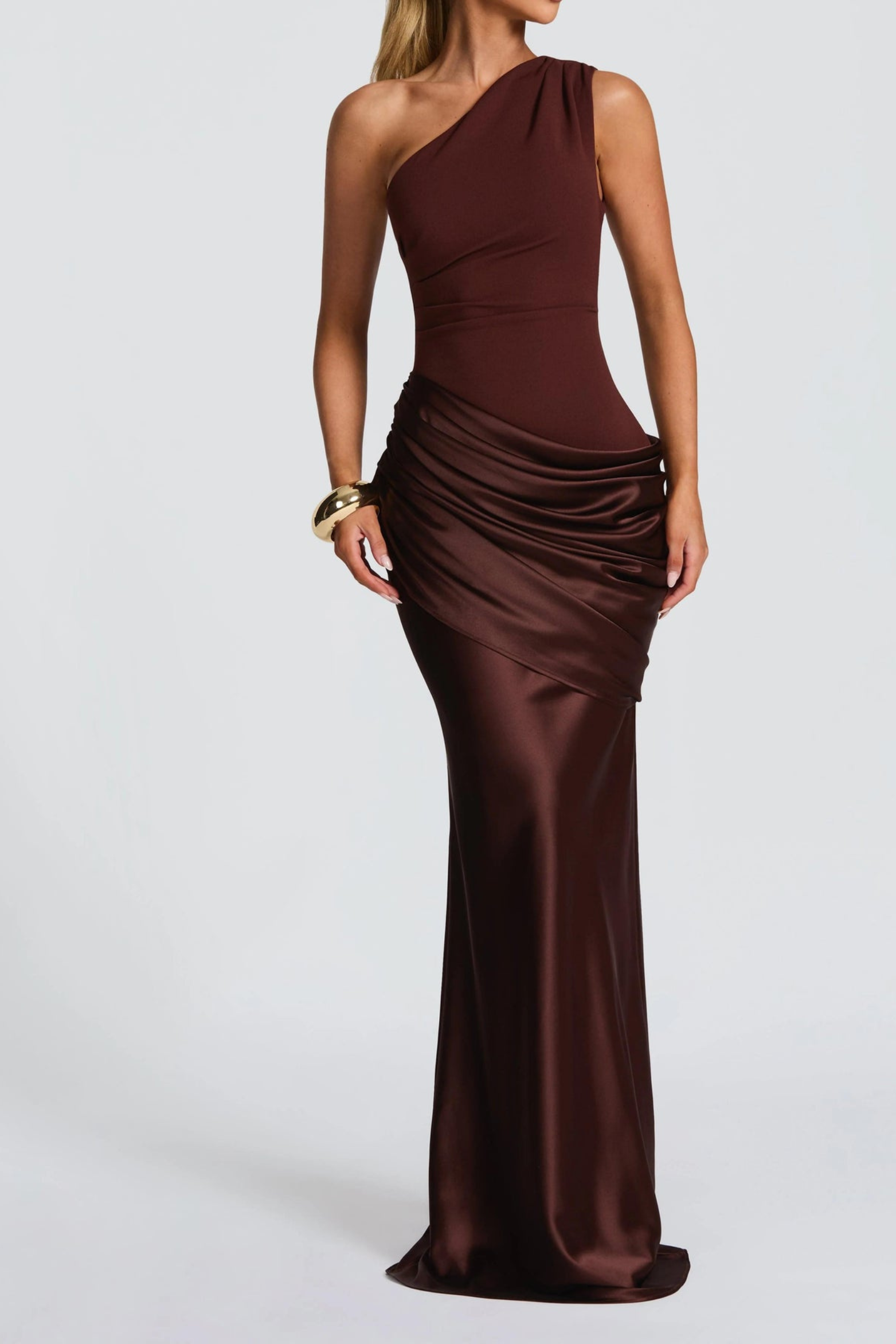 Women Asymmetrical Pleated Maxi Dress