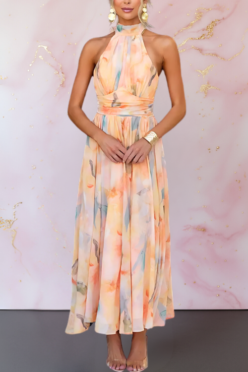Sleek Halter Neck Maxi Dress