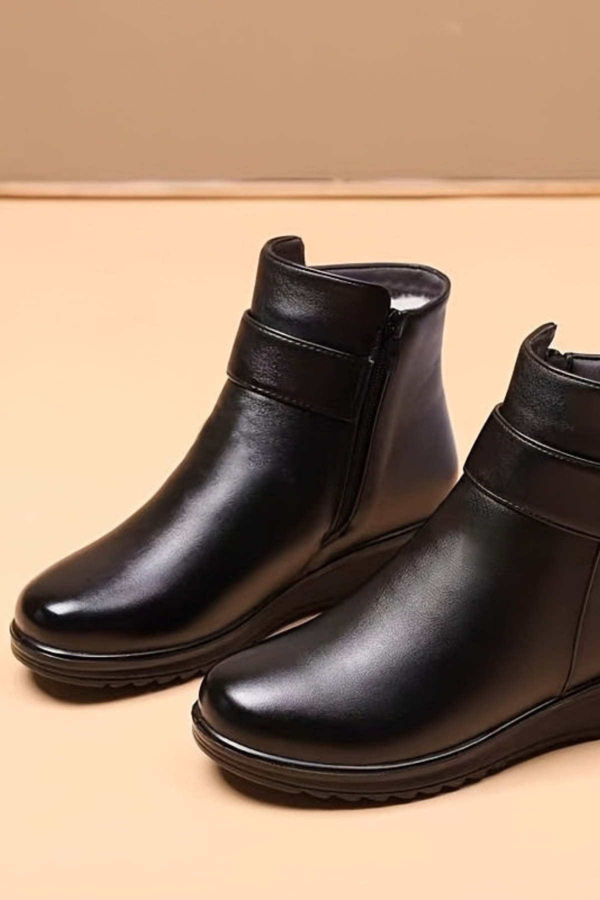 Buckle Detail Cozy Ankle Boots