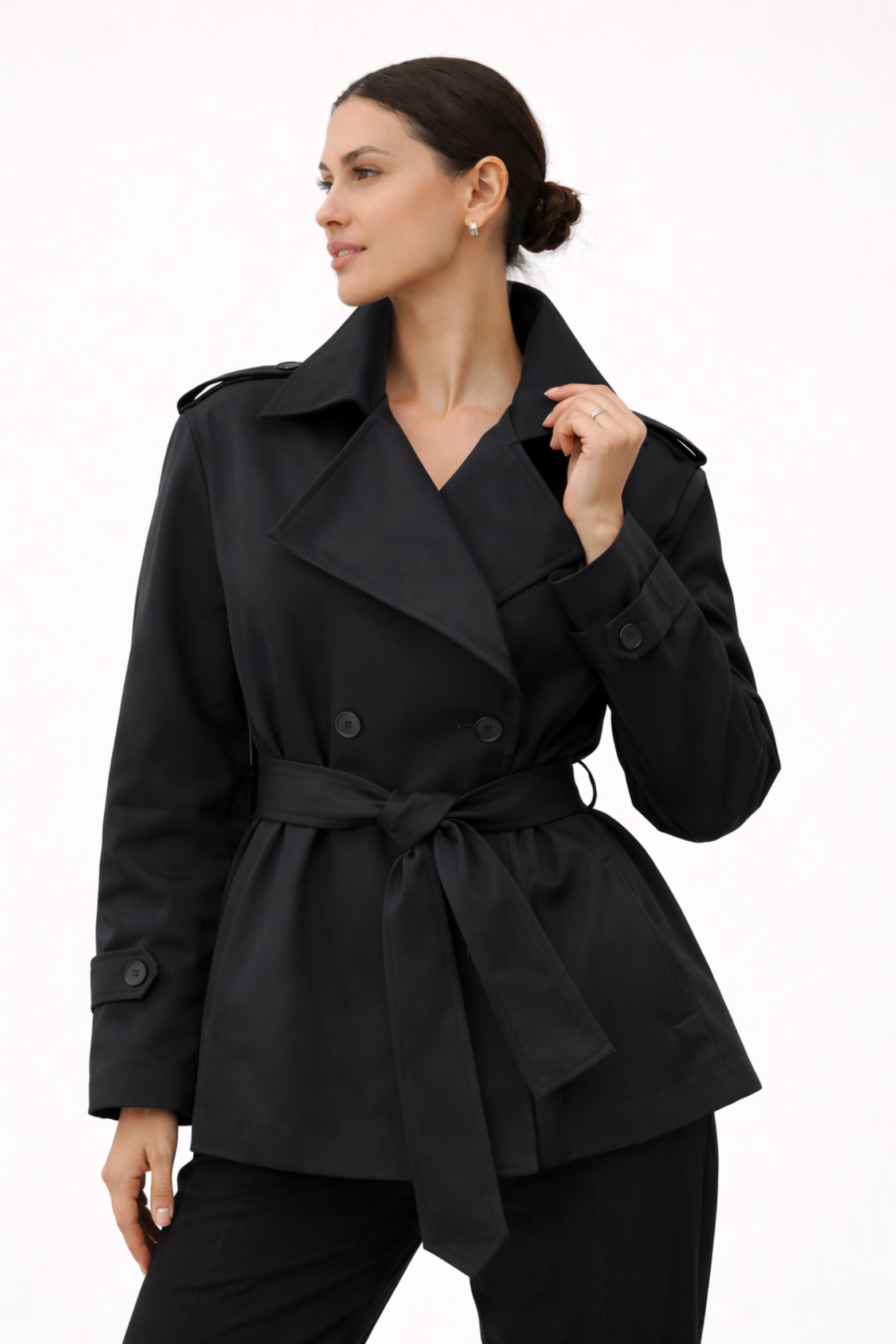 Women's Double Breasted Belted Trench Jacket