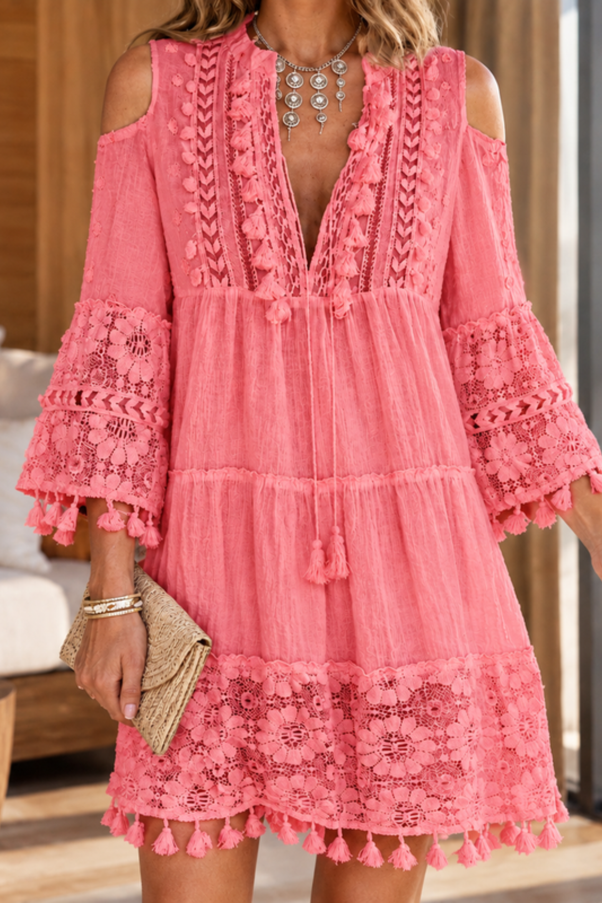 Cold Shoulder Relaxed Fit Dress