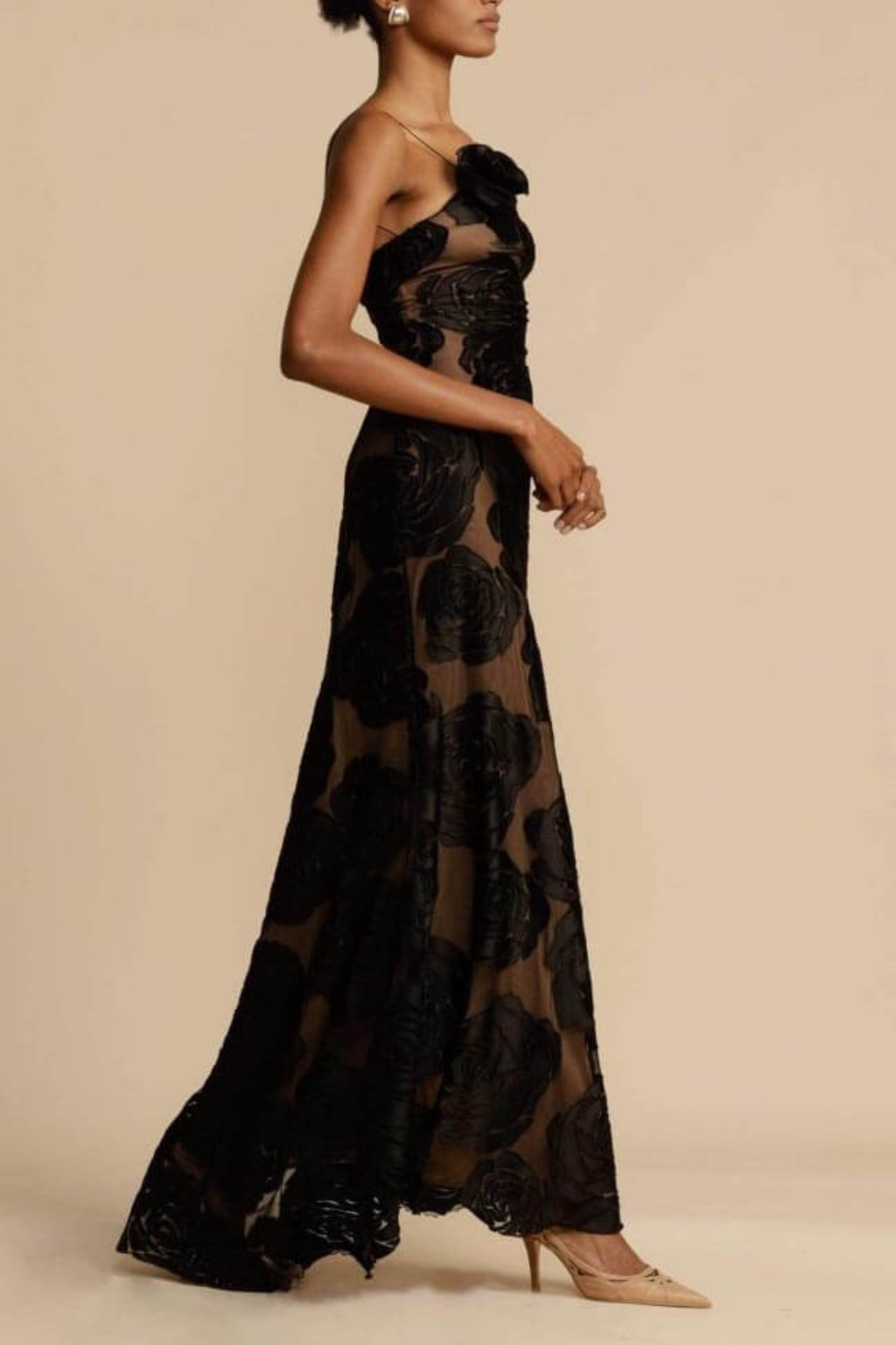 Off Shoulder Burnout Floral Maxi Dress