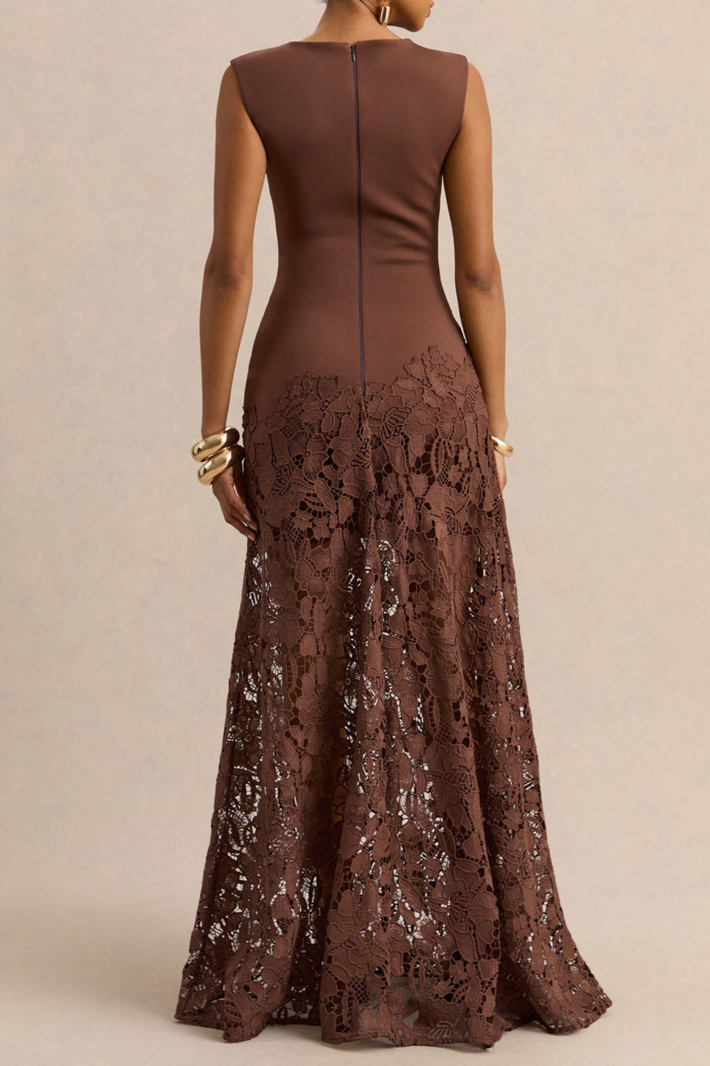 Floral Openwork Maxi Dress with Sculpted Bodice
