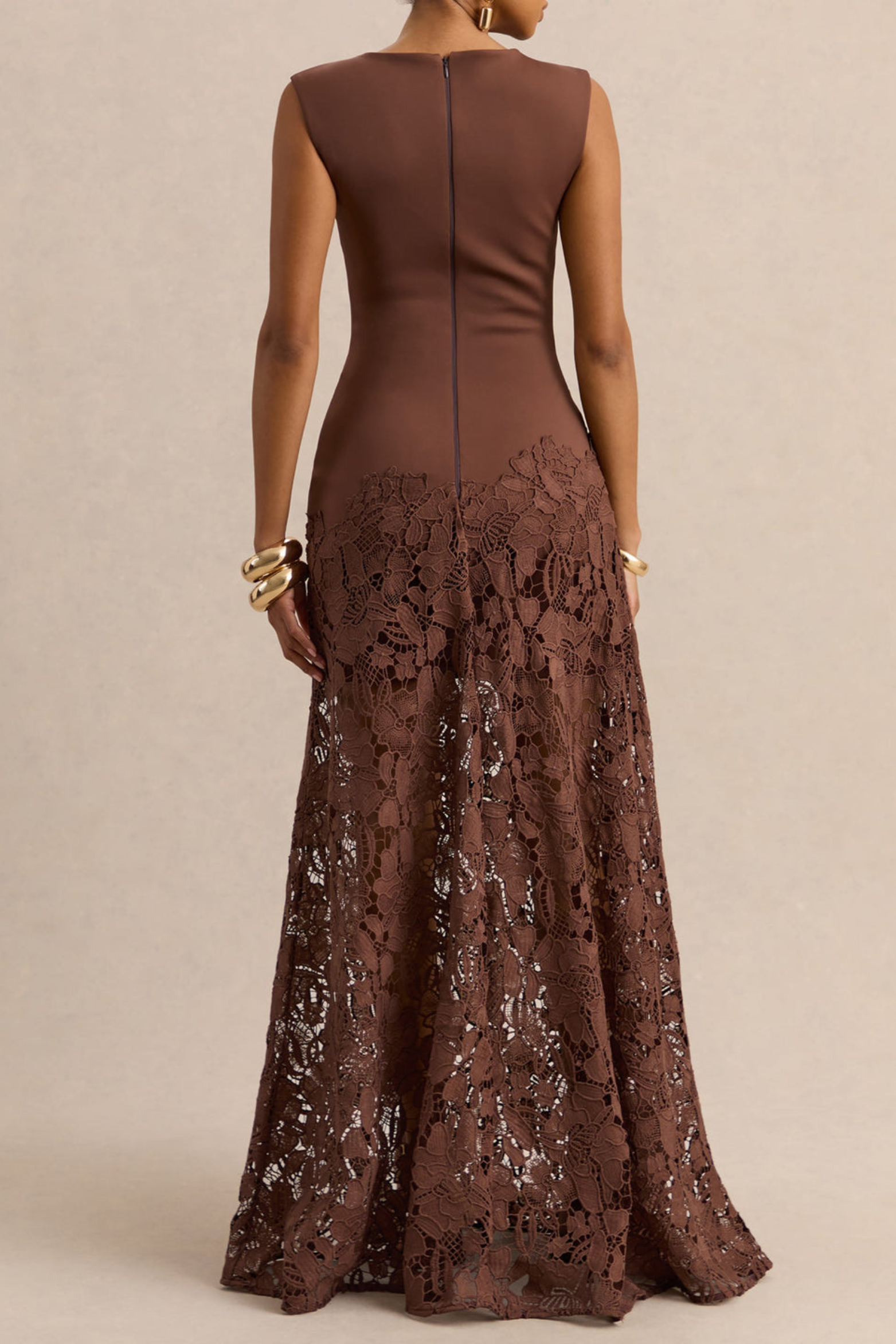 Floral Openwork Maxi Dress with Sculpted Bodice