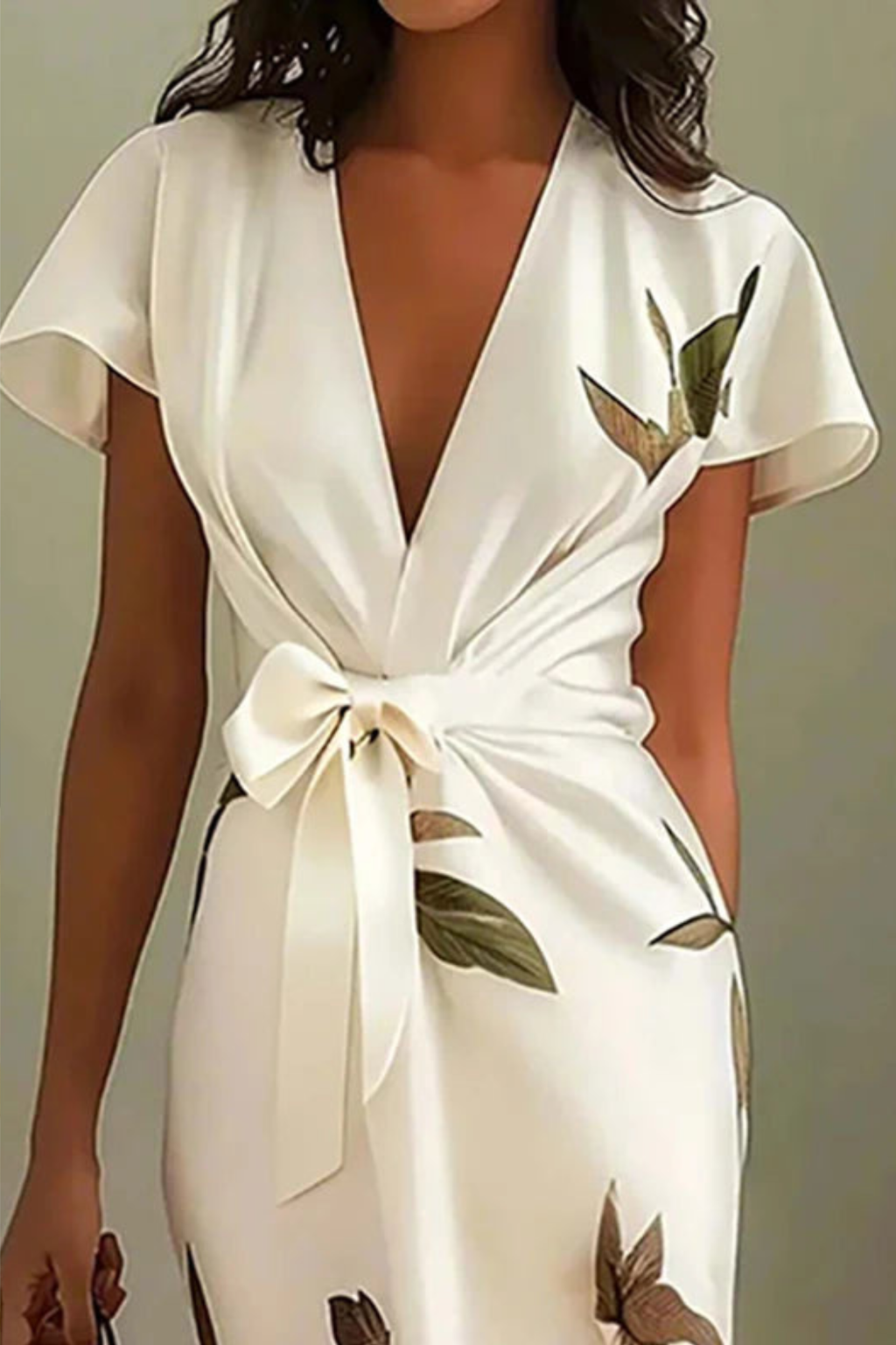 Chic Tie Waist Flowy Midi Dress
