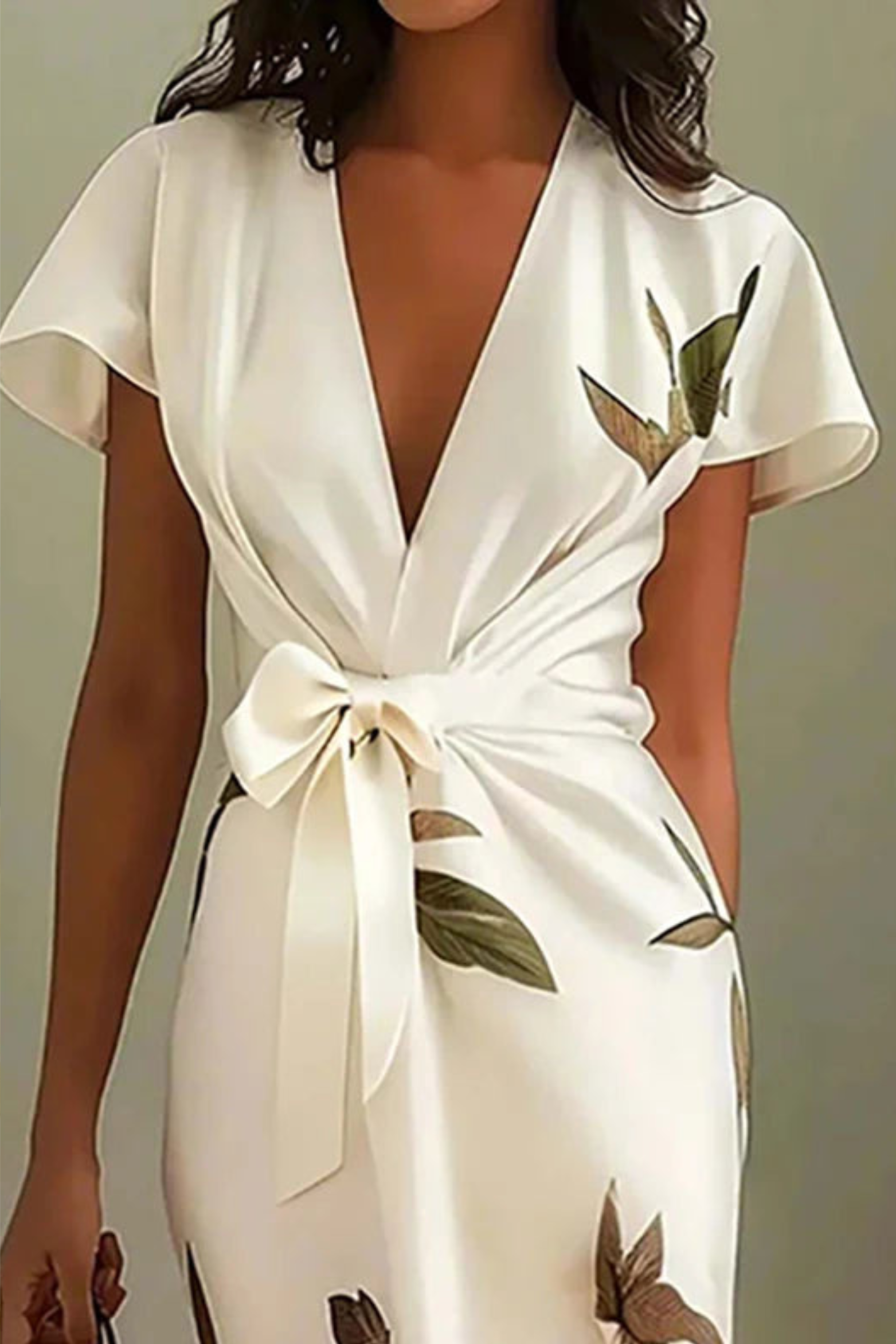Chic Tie Waist Flowy Midi Dress