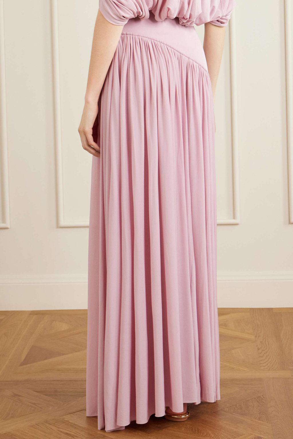 Cutout Ruched Crop Top and Pleated Maxi Skirt Set