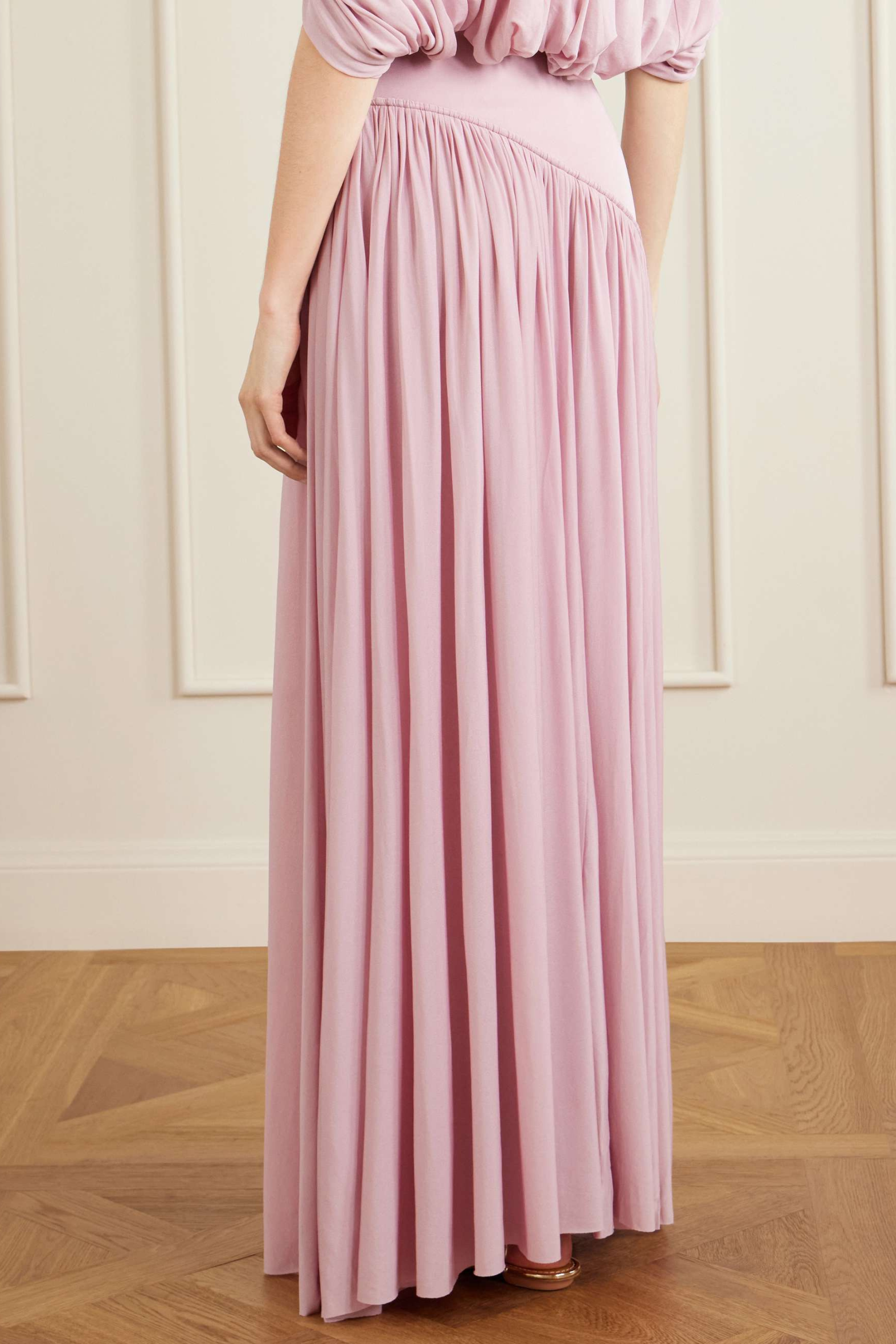 Cutout Ruched Crop Top and Pleated Maxi Skirt Set
