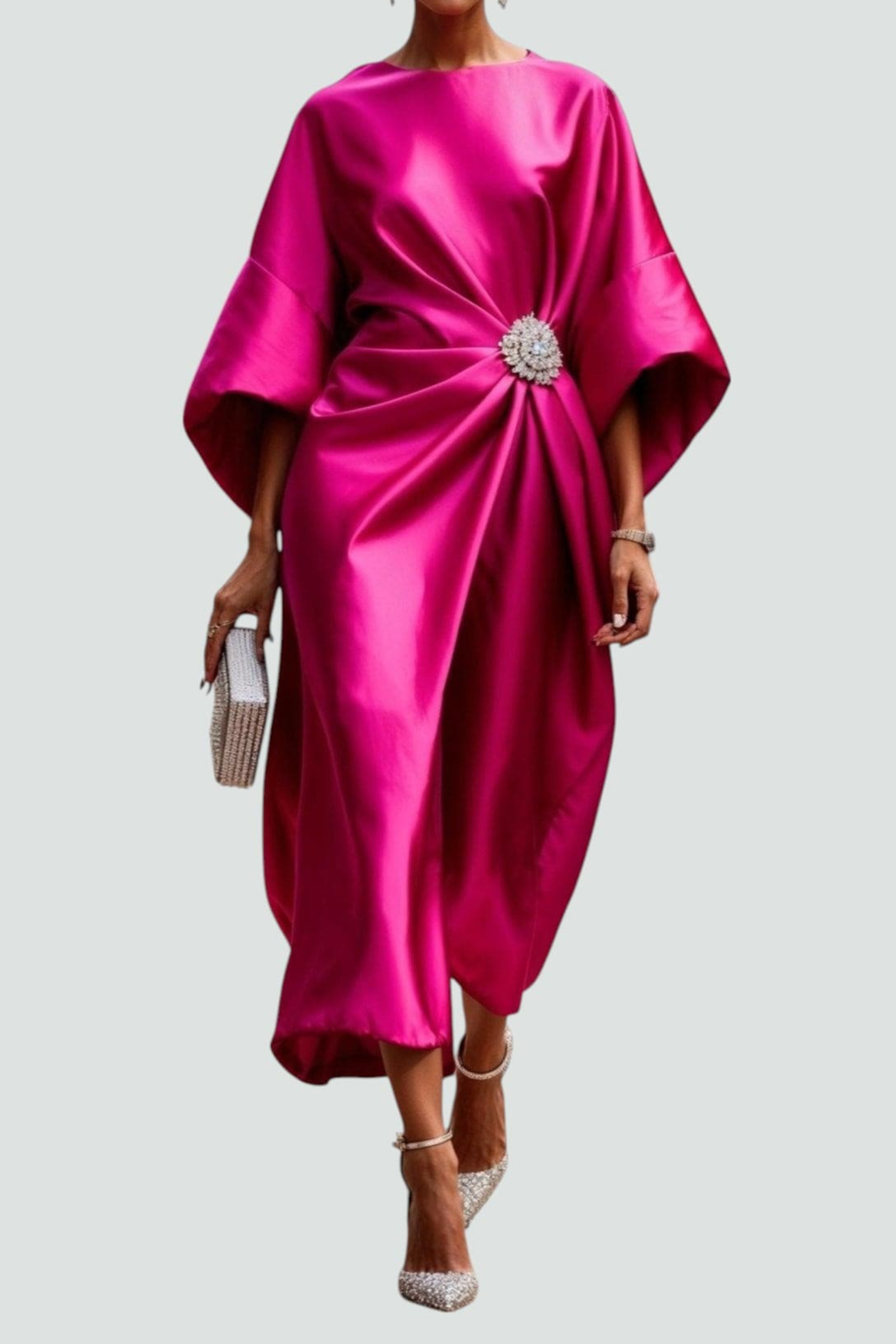 Refined Satin Flow Midi Dress
