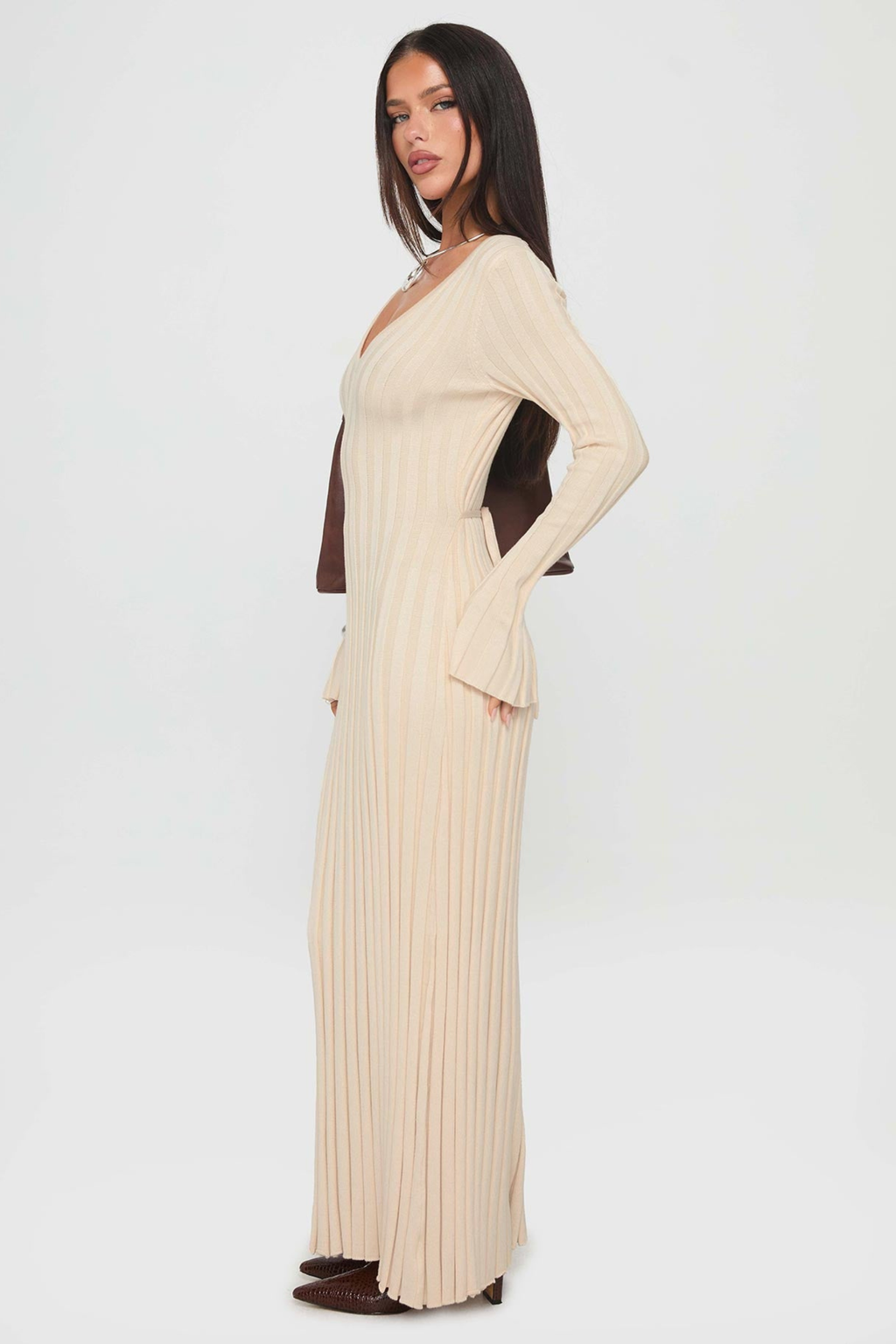 Tie Back Ribbed Maxi Dress