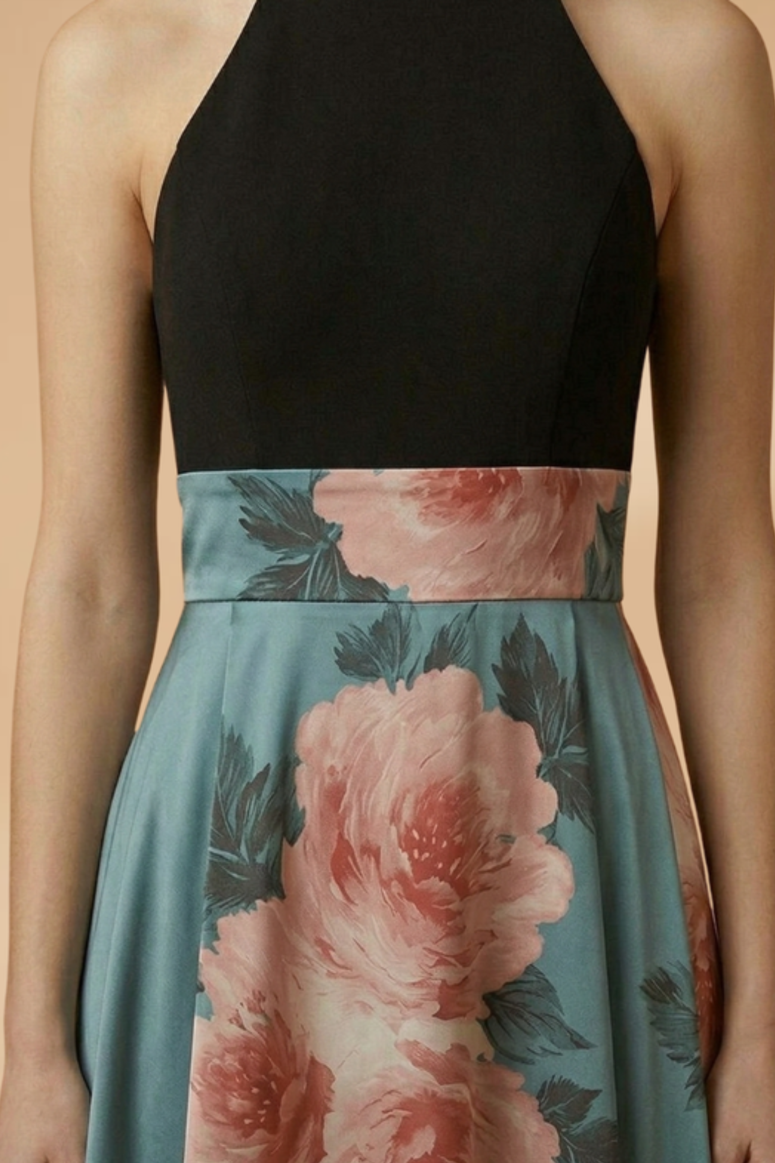 Floral Print A Line Maxi Dress with Slit Detail