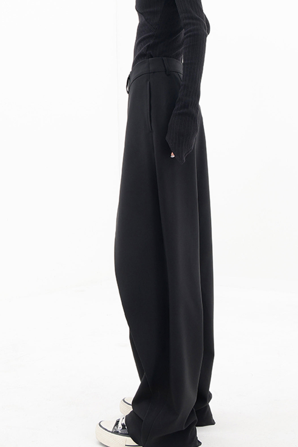 Asymmetrical Button Detail Wide Leg Baggy Pants