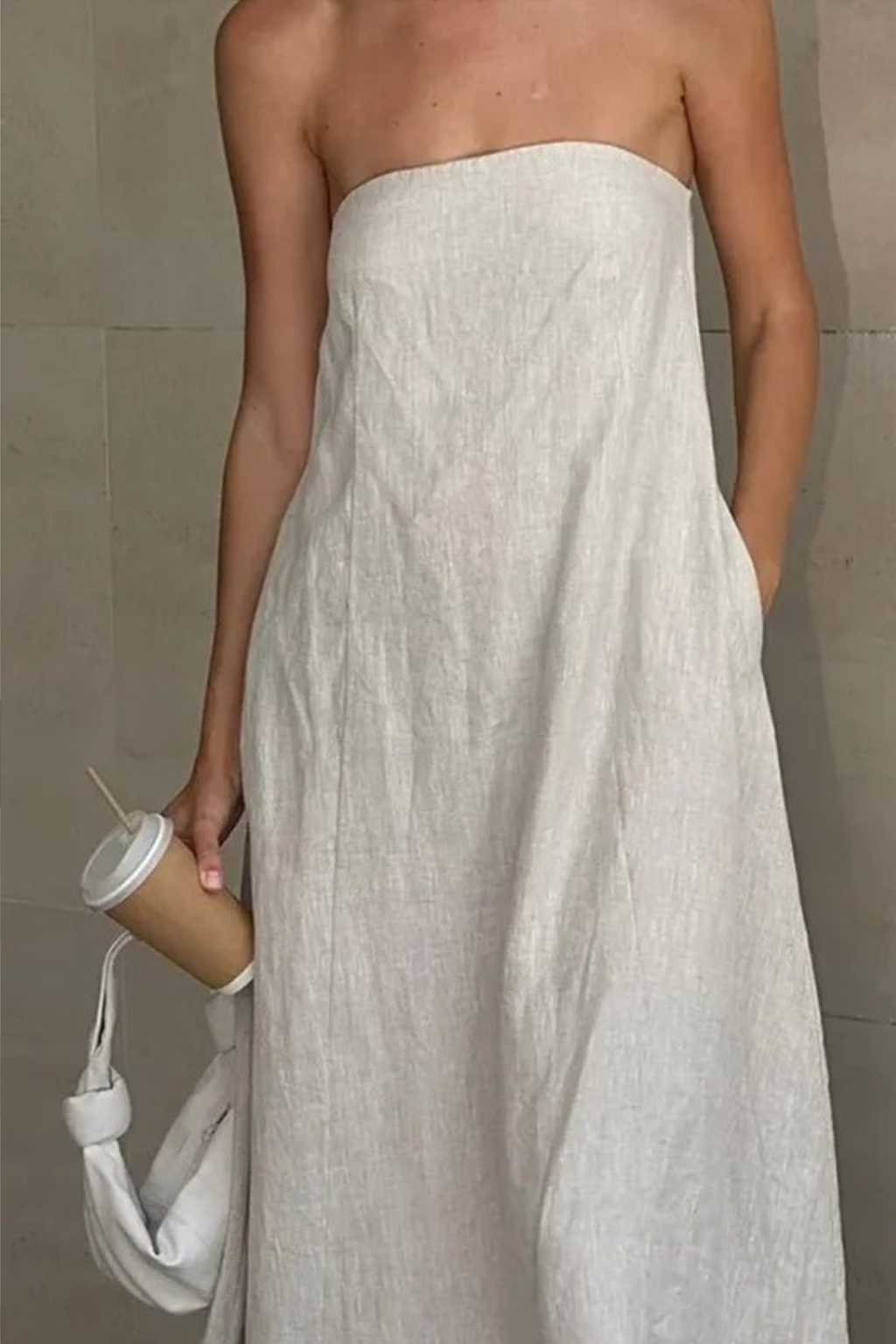 Minimalist Linen Summer Dress with Flowy A Line Fit