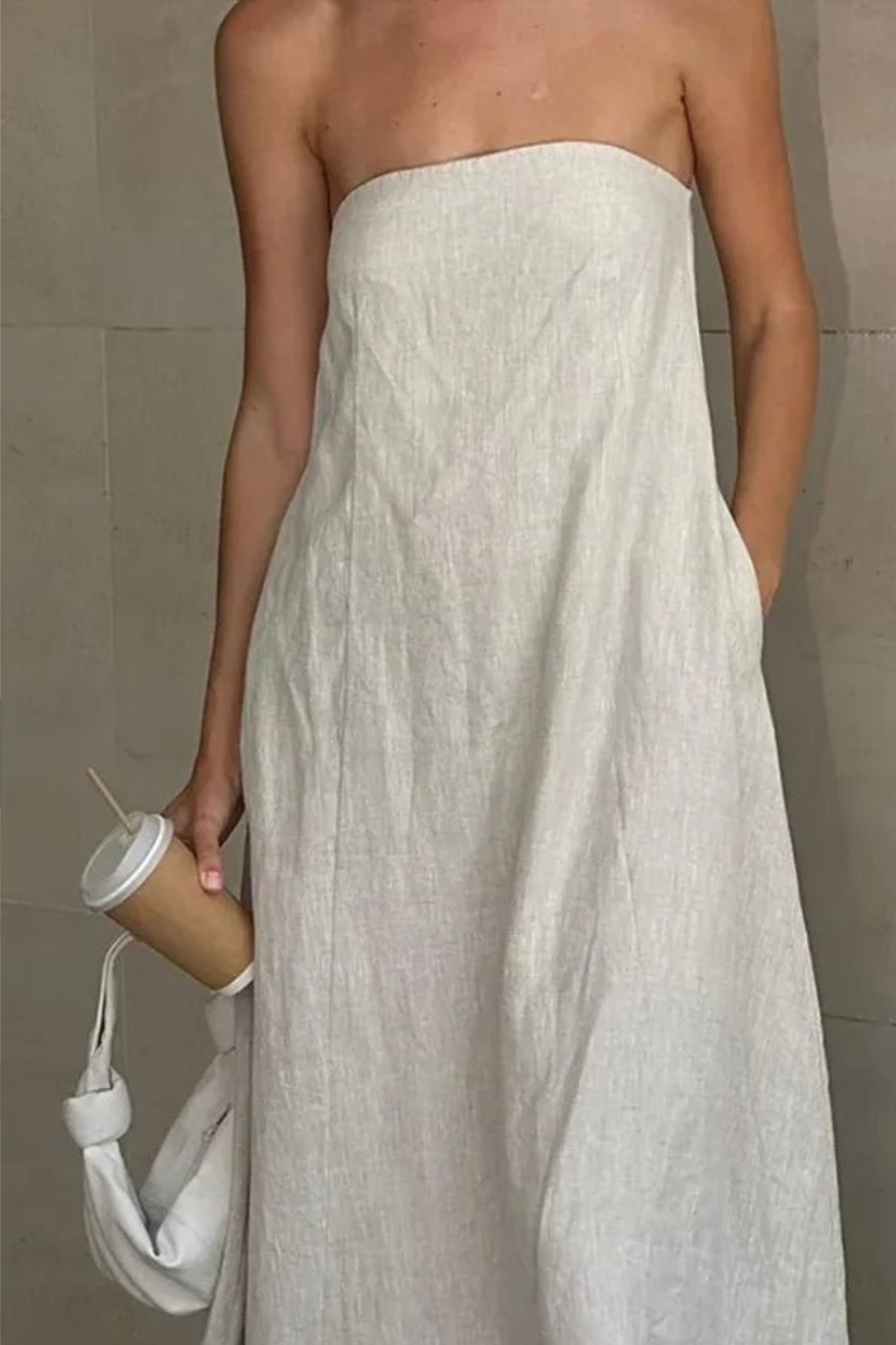 Minimalist Linen Summer Dress with Flowy A Line Fit
