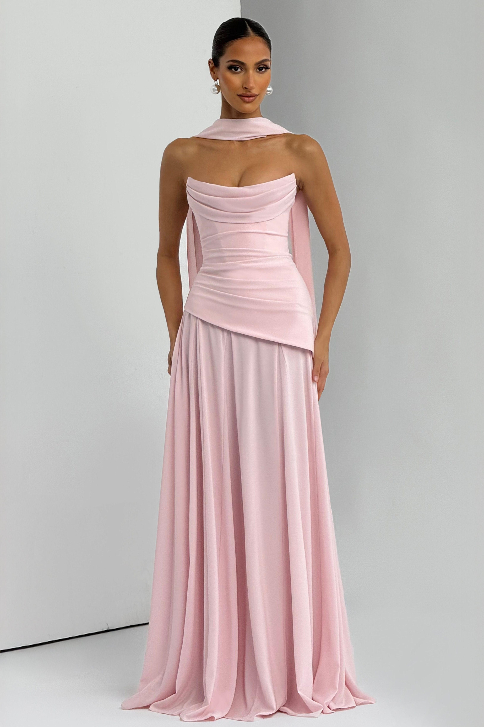 Ruched Off Shoulder Tie-Up Chiffon Maxi Dress