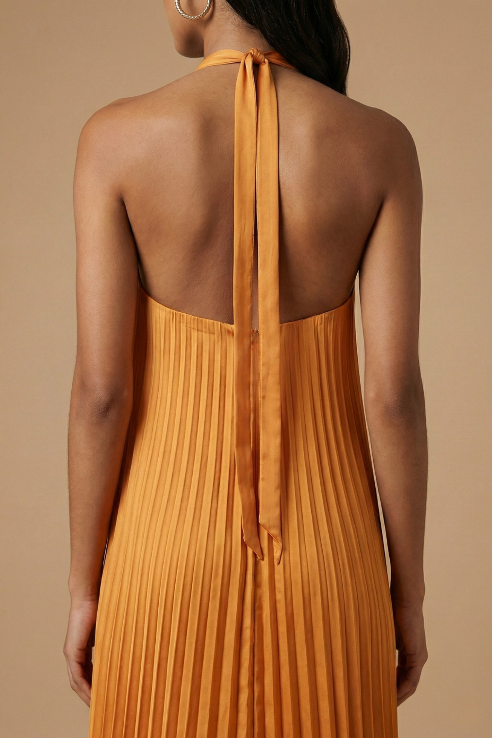Pleated Halter Maxi Gown