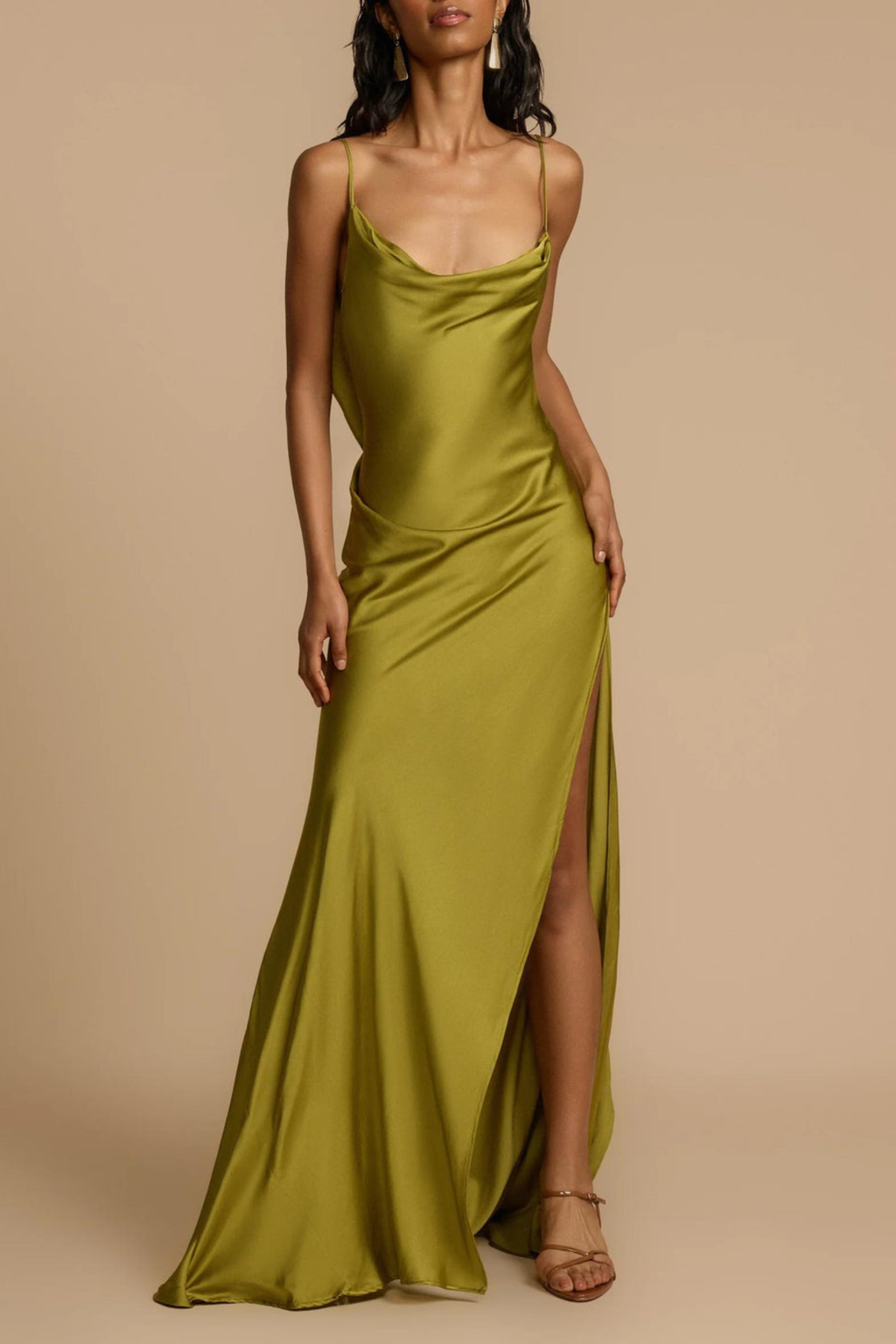 Satin Side Slit Maxi Dress