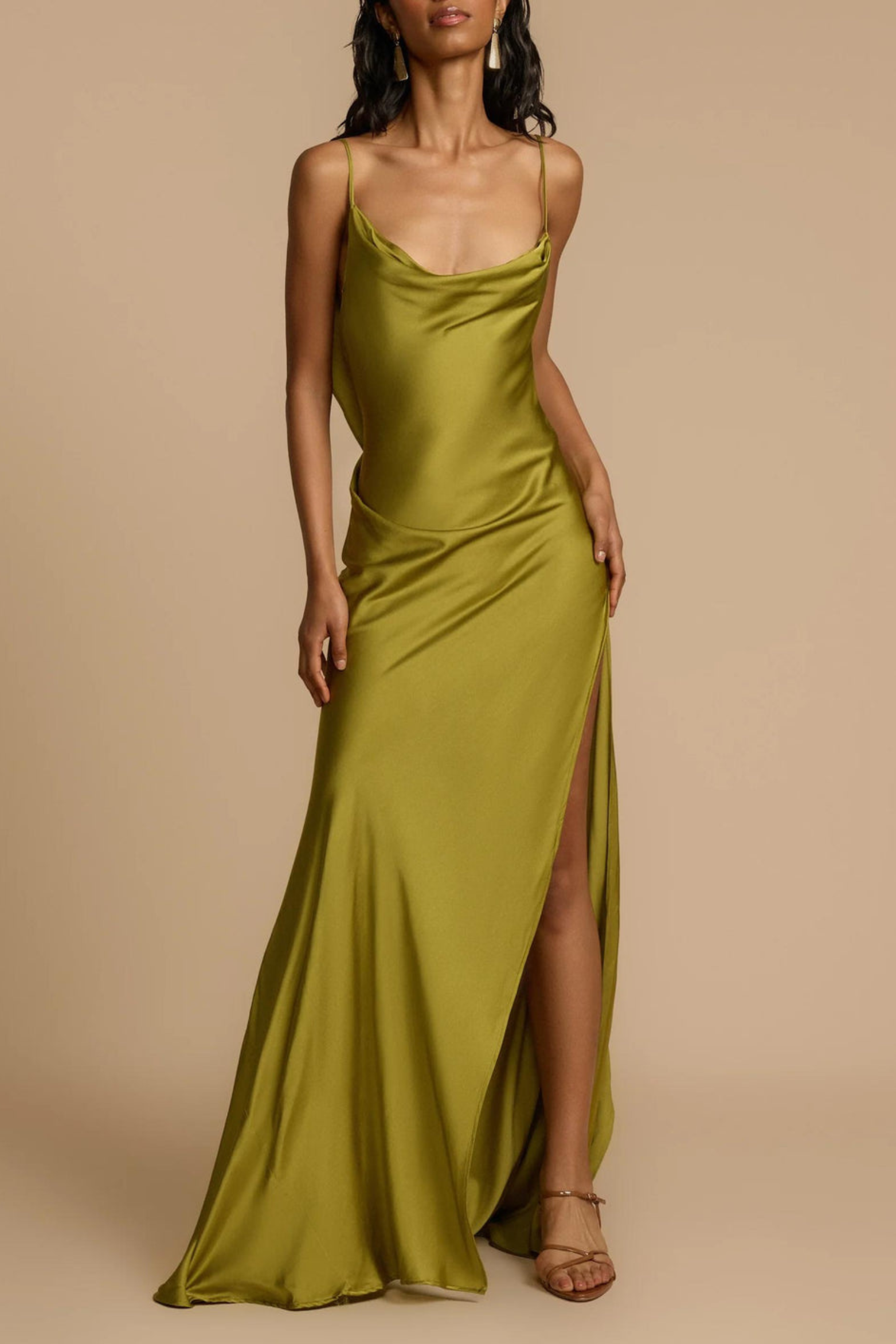 Satin Side Slit Maxi Dress