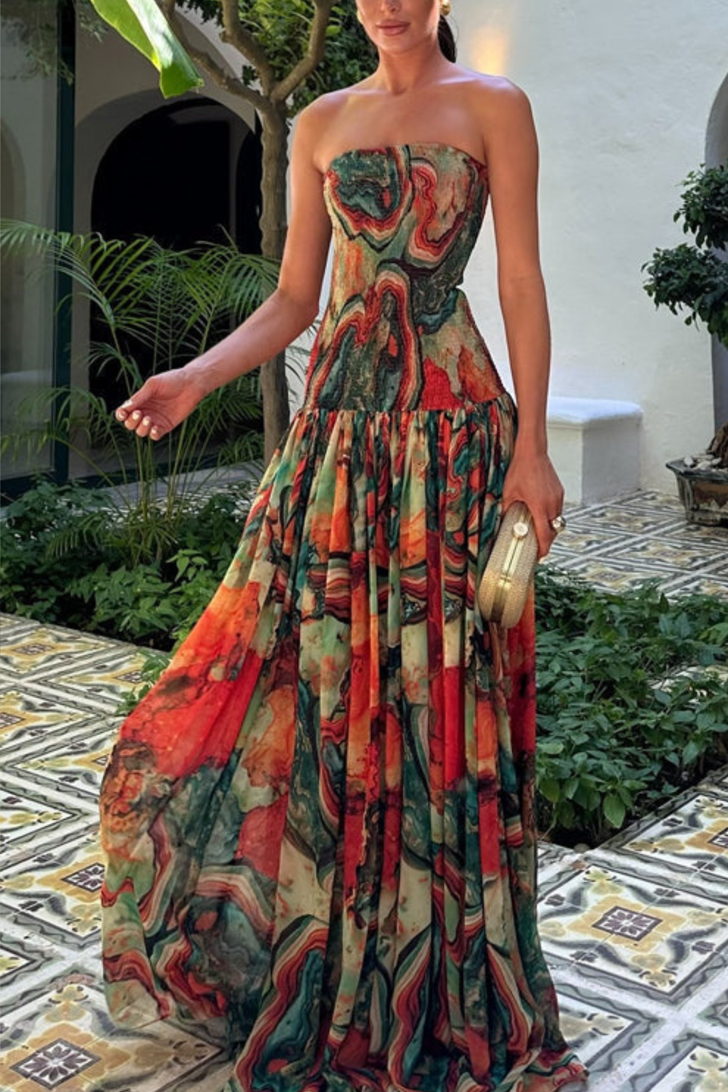 Strapless Ombre Sleeveless Maxi Dress