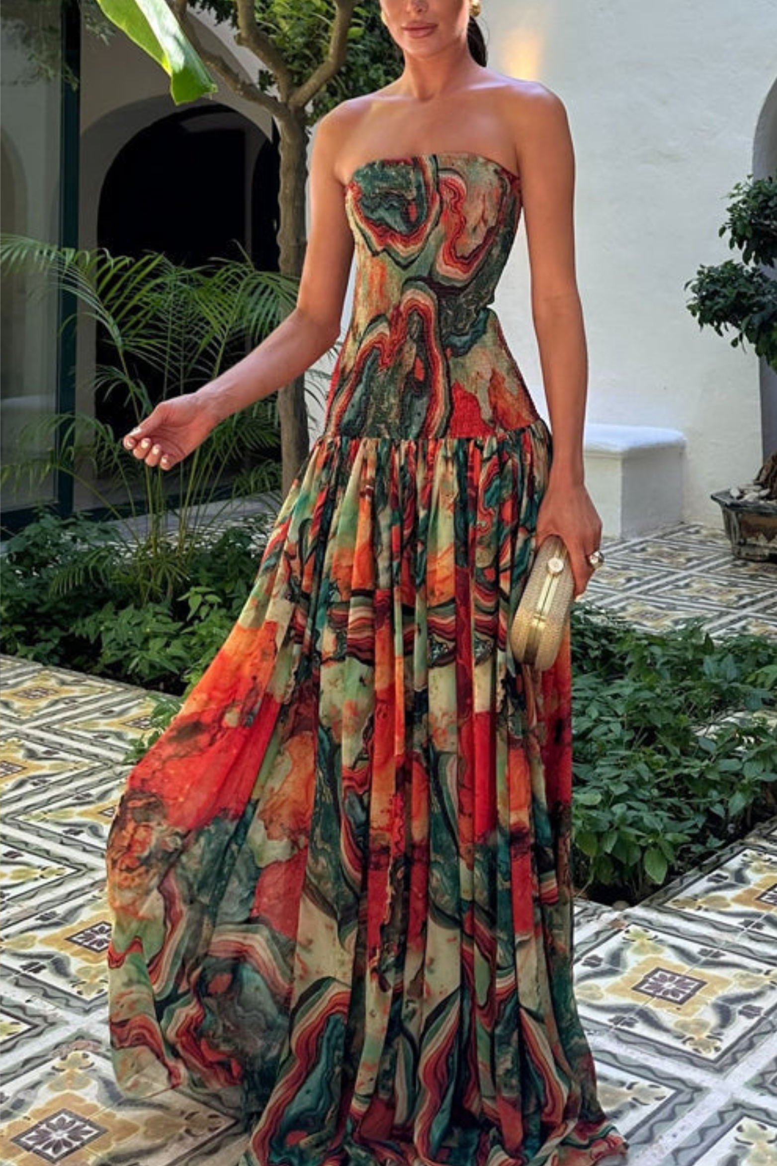 Strapless Ombre Sleeveless Maxi Dress