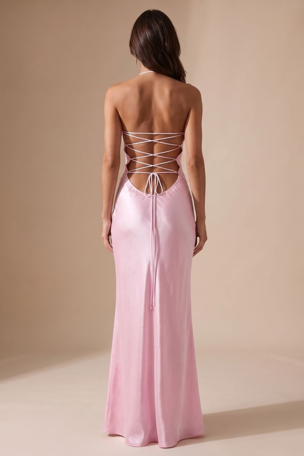 Rhinestone Halter Neck Embellished Maxi Dress