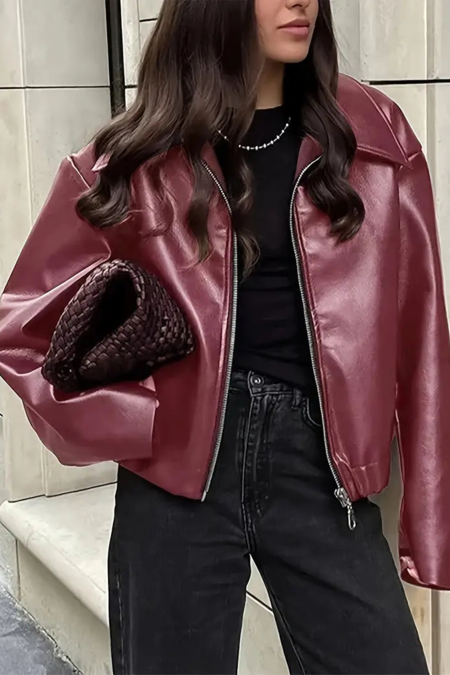Women's Coated Zip Bomber Jacket
