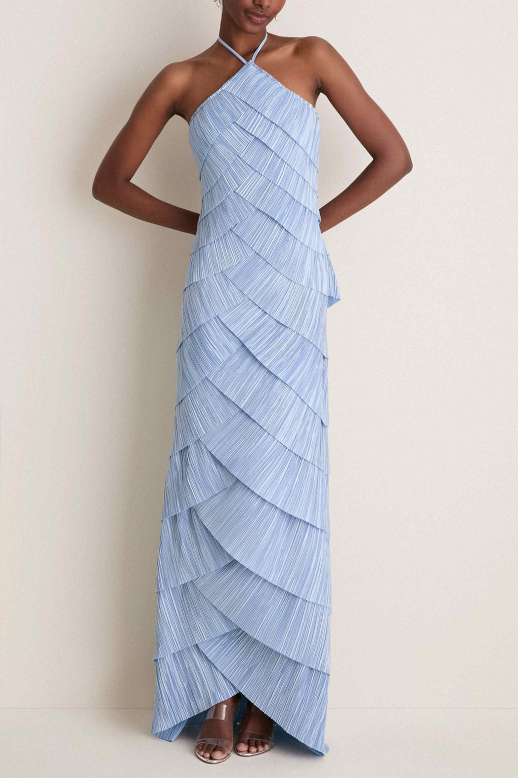 Layered Plissé Maxi Dress