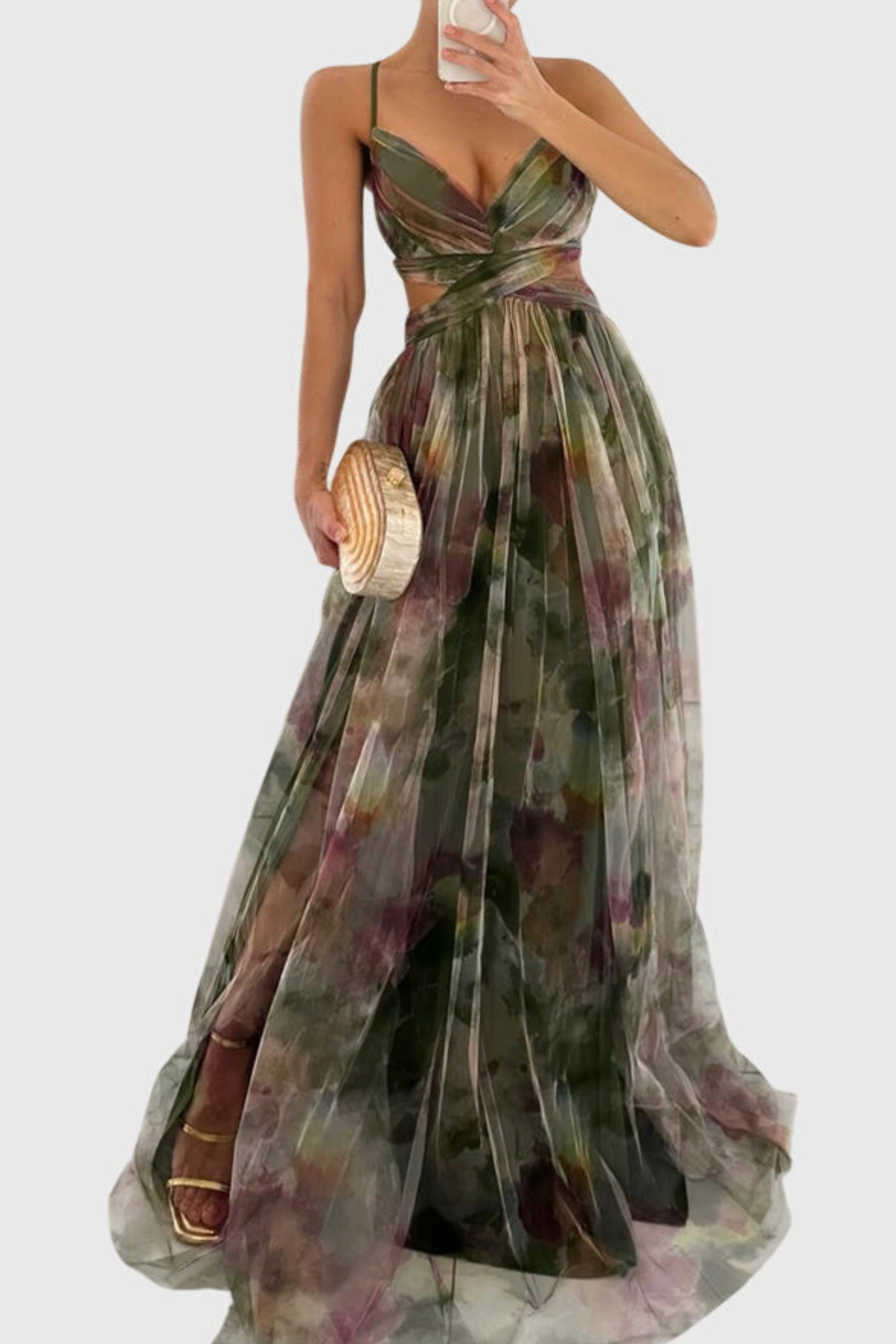Flowy Floral Print Maxi Dress