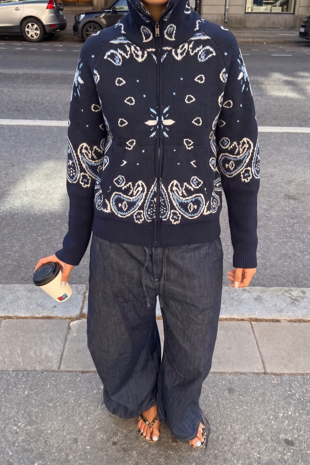 Women's Bandana Print Knit Cardigan